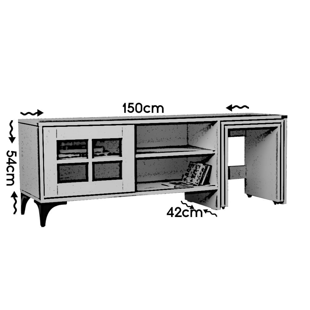 Comoda tv, Hanah Home, pal melaminat, stejar, 150x54x42 cm — imaginea 3