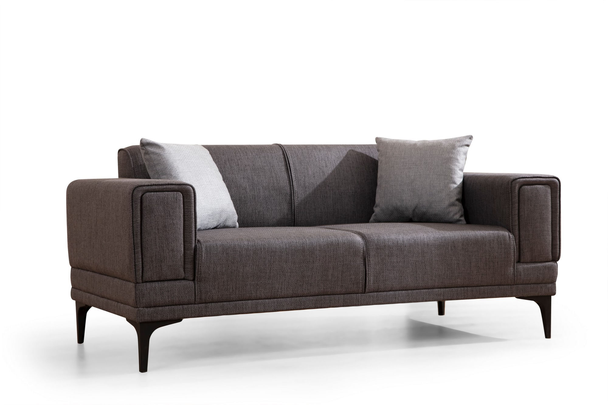 Canapea 2 locuri, Atelier Del Sofa, lemn fag si pal, gri inchis, 170x85x77 cm