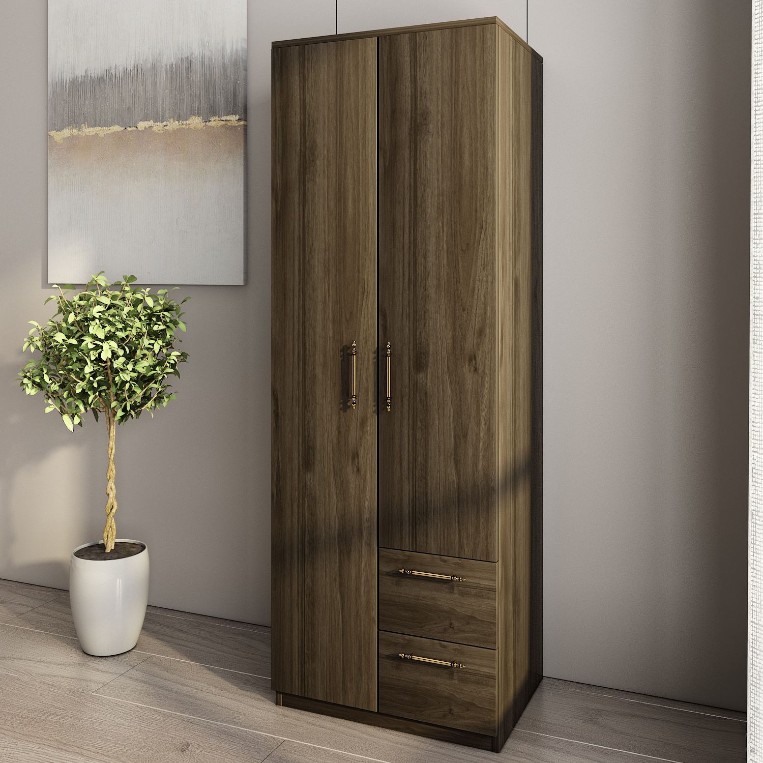 Sifonier, Hanah Home, pal melaminat, nuc, 60x45x171.8 cm — imaginea 5