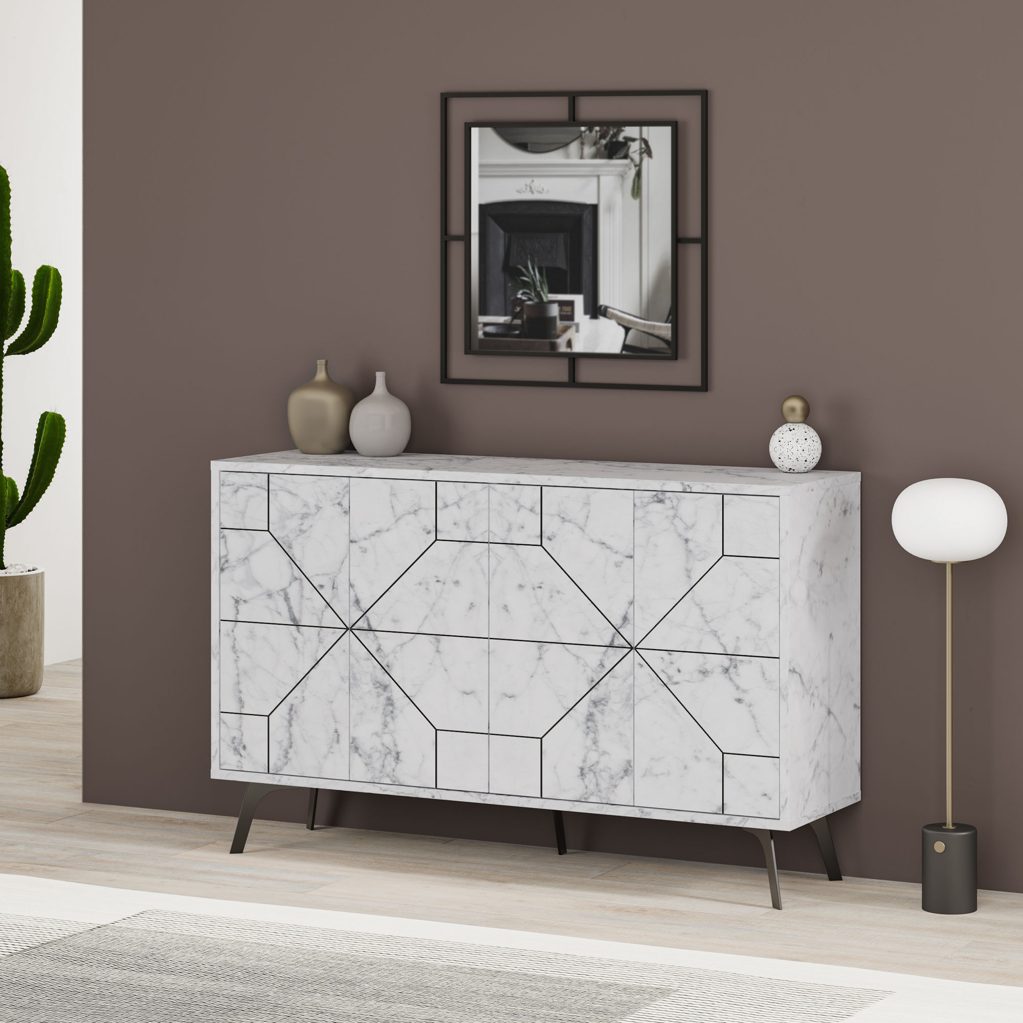 Consola, Hanah Home, PAL melaminat, alb, 123x35x62.4 cm — imaginea 2