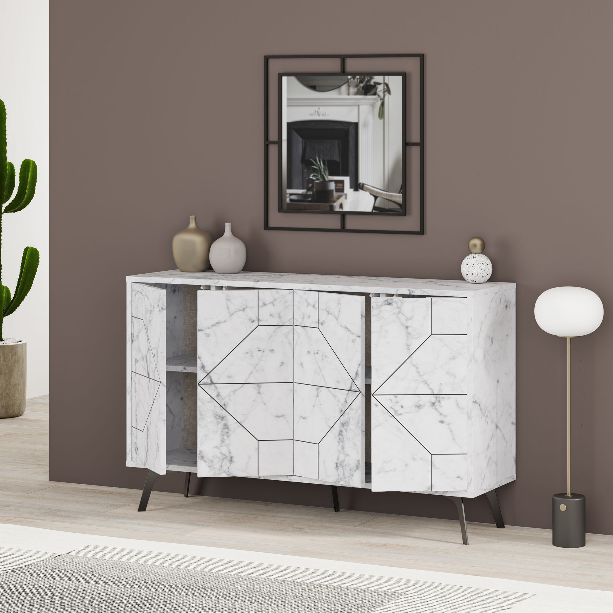 Consola, Hanah Home, PAL melaminat, alb, 123x35x62.4 cm — imaginea 3