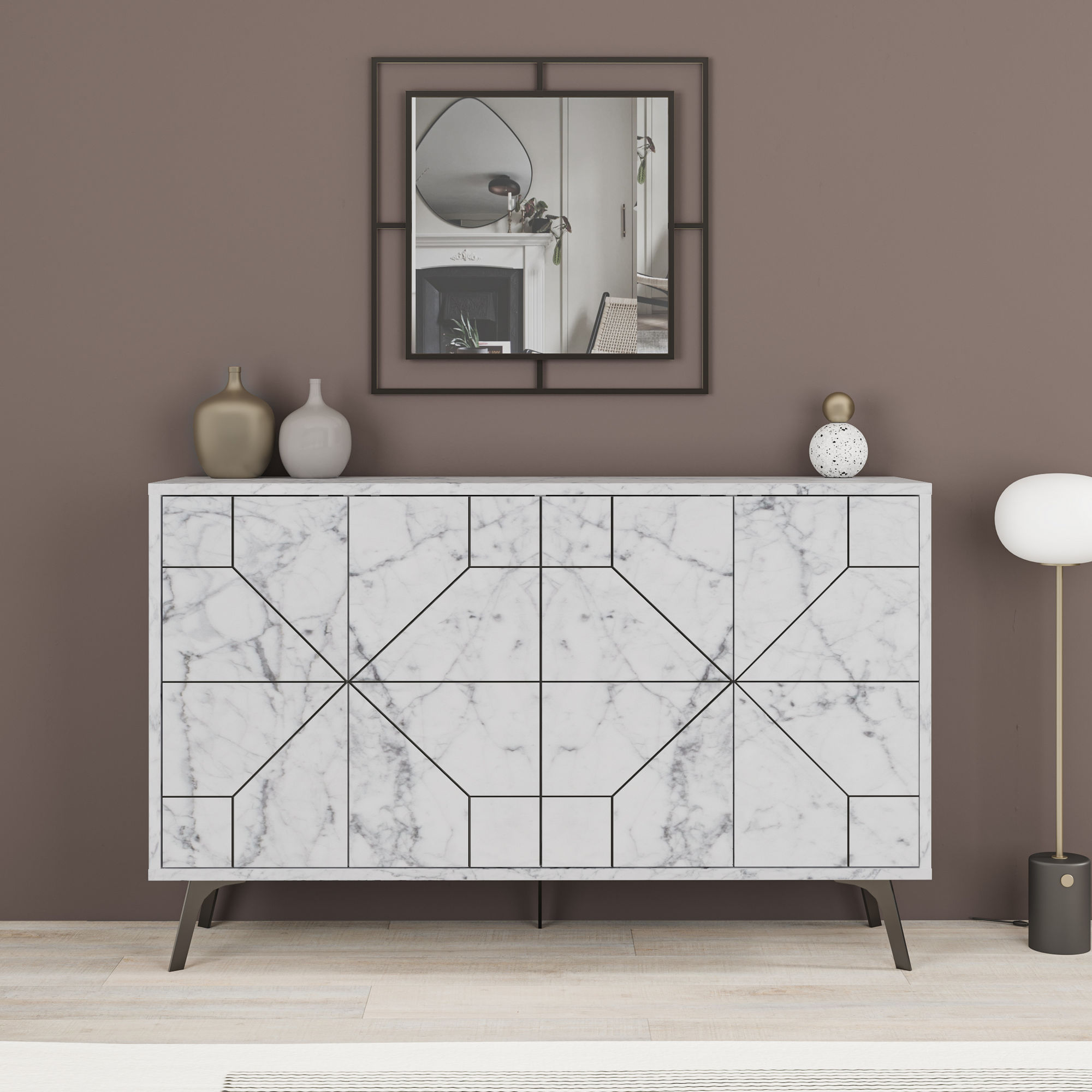 Consola, Hanah Home, PAL melaminat, alb, 123x35x62.4 cm — imaginea 4