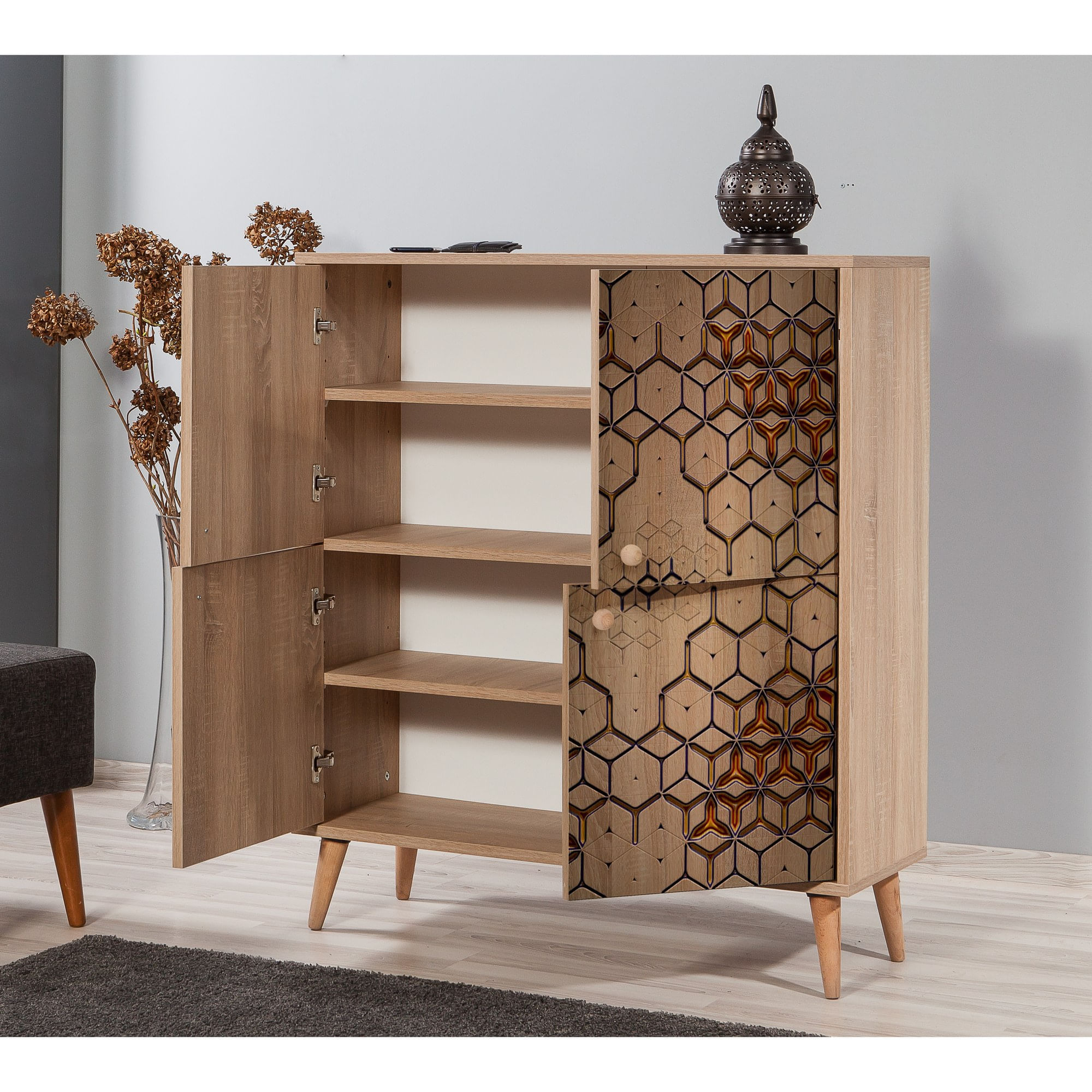 Dulap multifunctional, Hanah Home, pal melaminat, stejar sonoma, 95x36x111 cm, 863SPH3951 — imaginea 6