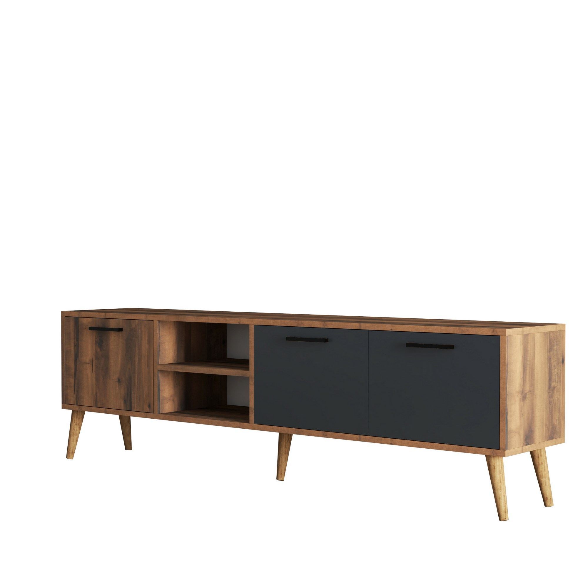 Comoda tv, Hanah Home, pal melaminat, nuc si antracit, 180x35x53 cm — imaginea 2