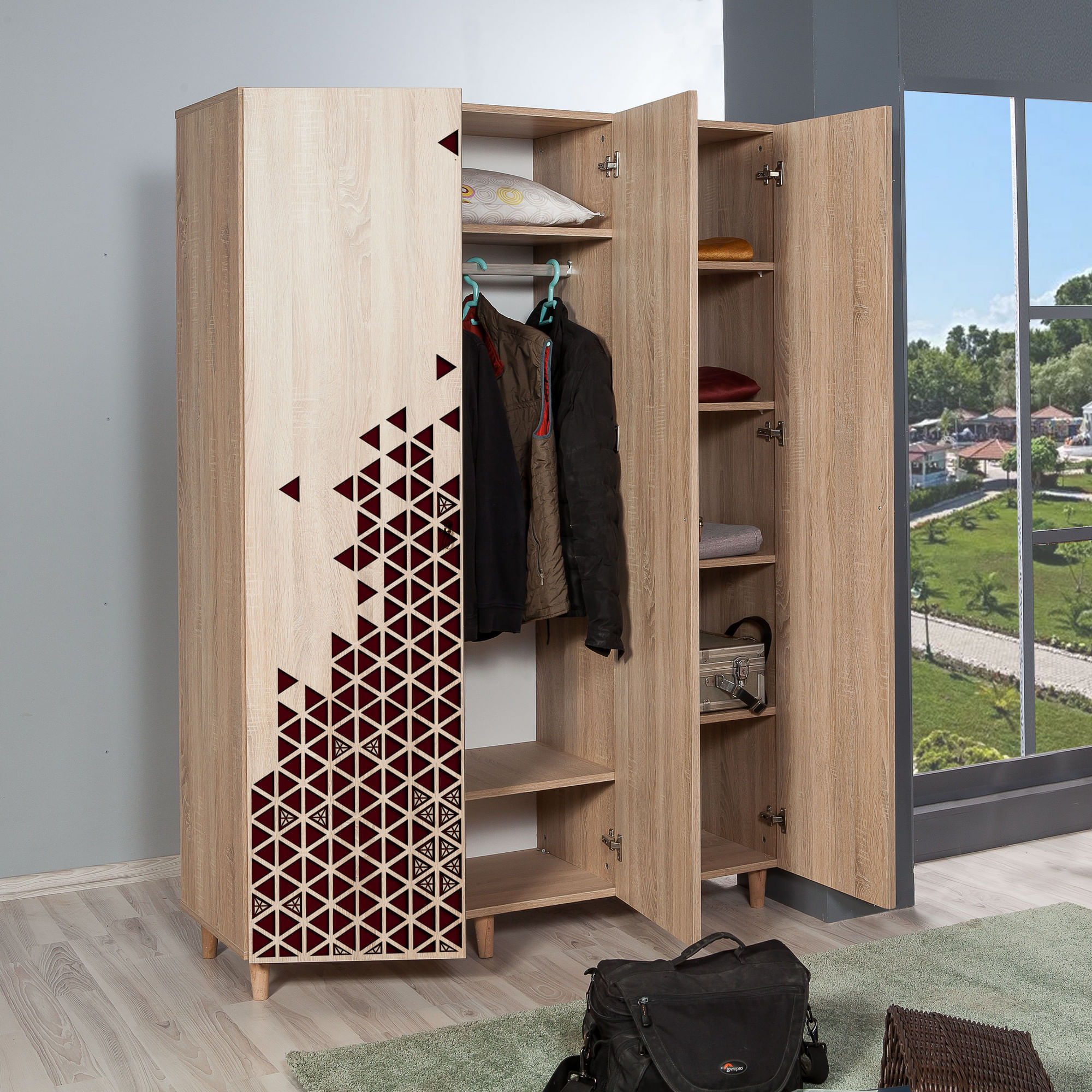 Sifonier, Hanah Home, pal melaminat, stejar sonoma, 135x52x192 cm, 863SPH4210 — imaginea 4