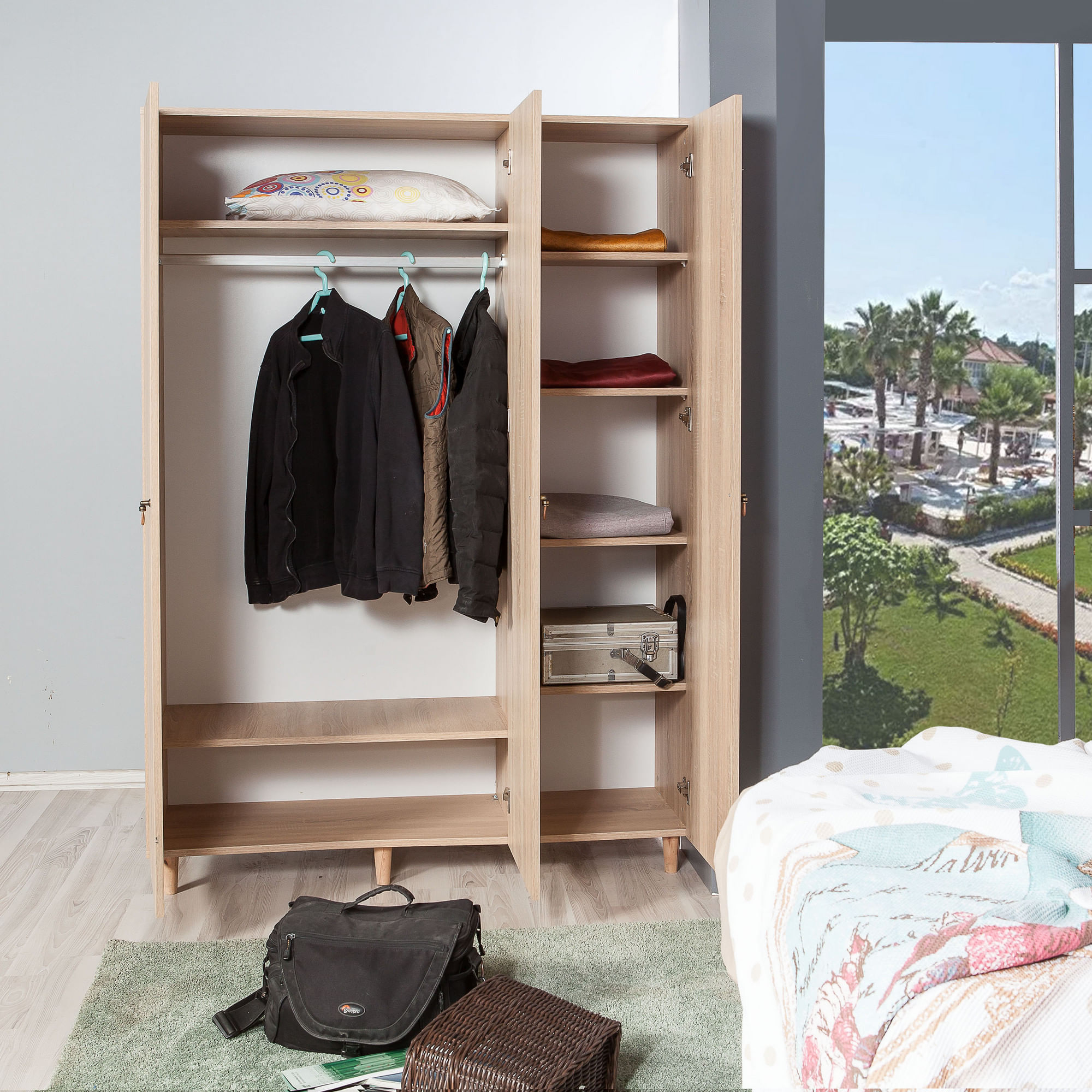 Sifonier, Hanah Home, pal melaminat, stejar sonoma, 135x52x192 cm, 863SPH4210 — imaginea 5