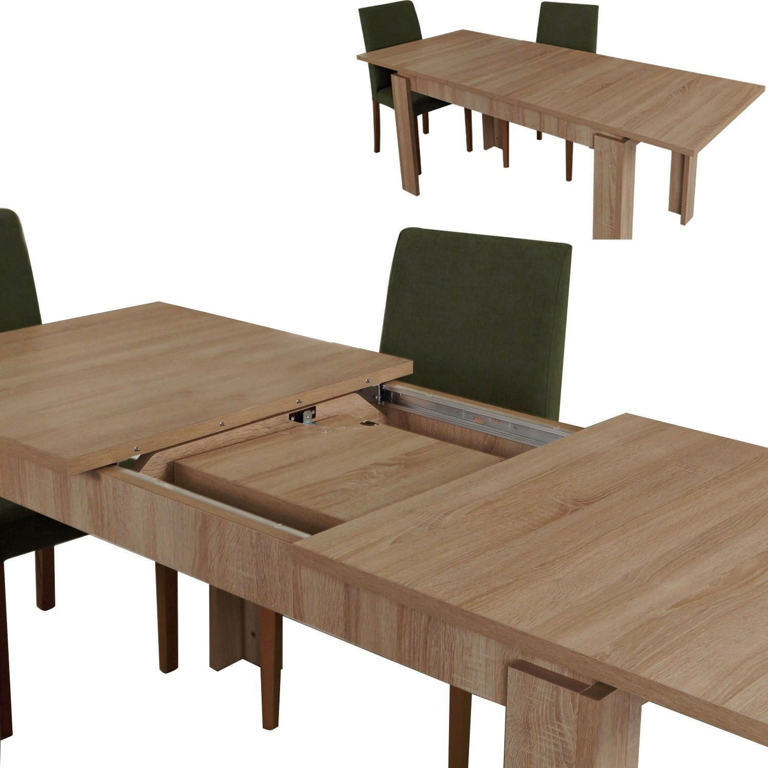 Masa extensibila, Hanah Home, panou aglomerat cu melamina, stejar deschis, 78x80x150 cm
