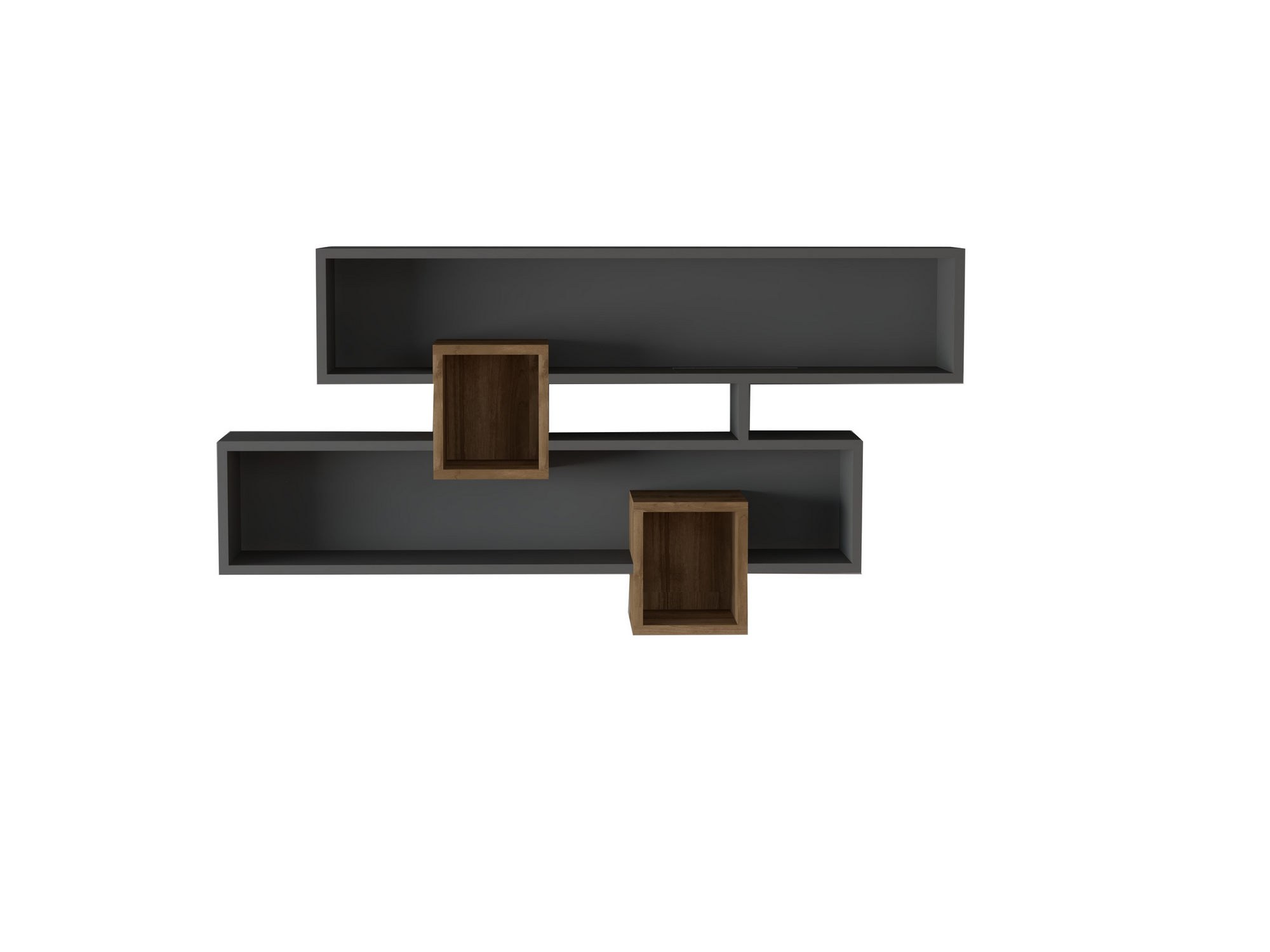 Etajera, Hanah Home, pal melaminat, nuc si antracit, 120x75x22 cm