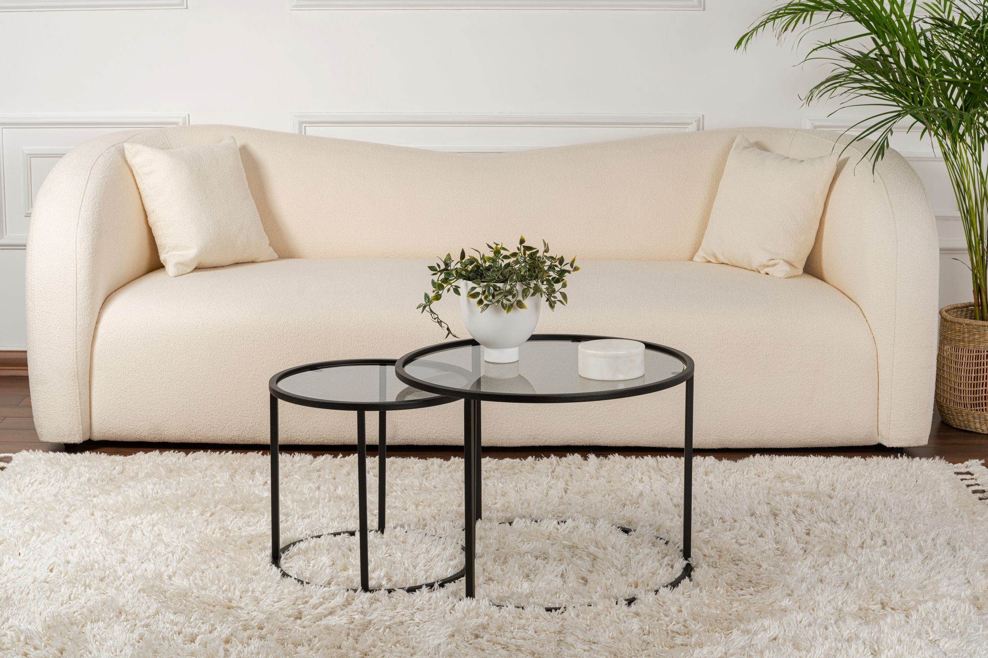 Set masute de cafea, Hanah Home, sticla securizata si metal, negru, 60x42 cm - 2 | YEO