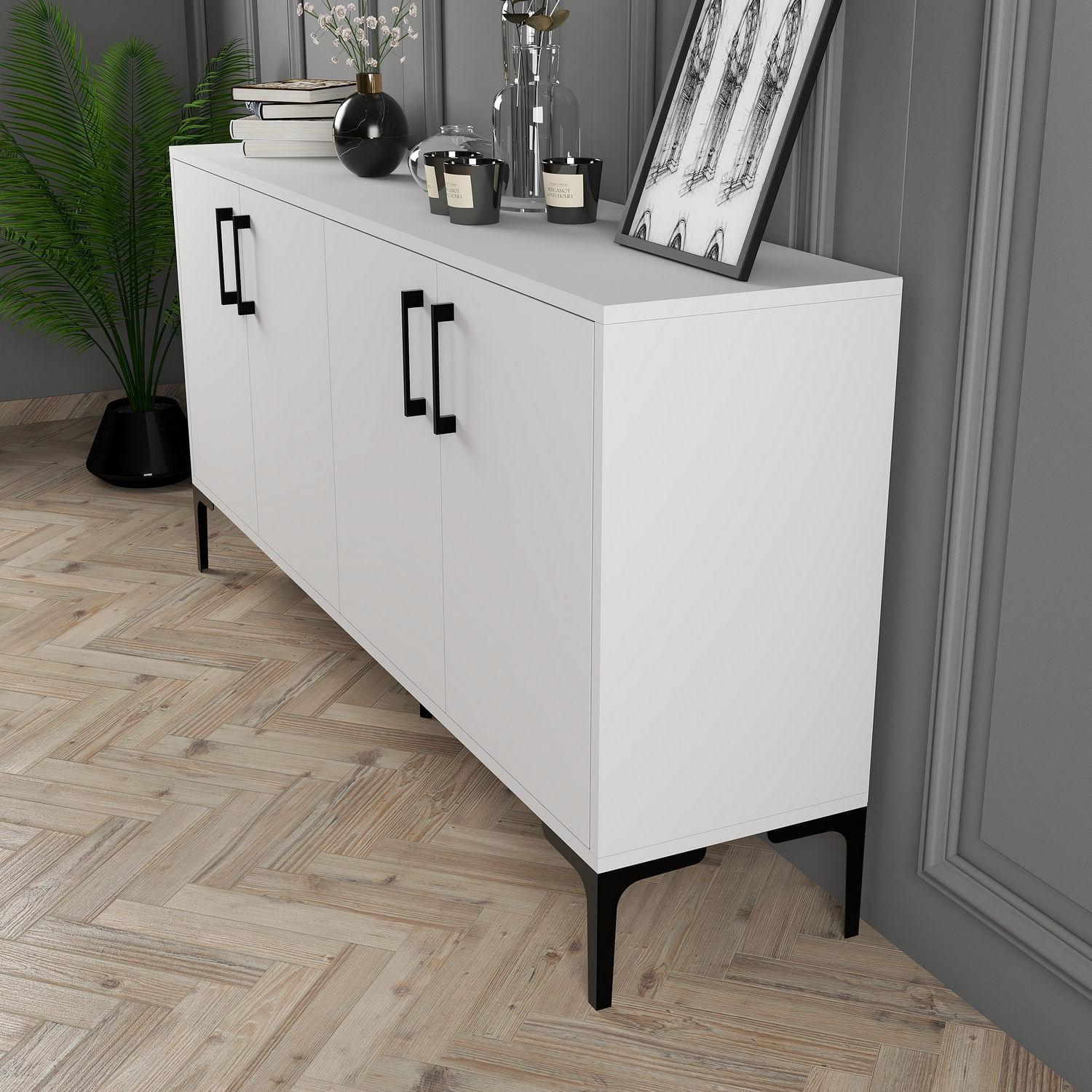 Consola, Hanah Home, pal melaminat, alb, 160x35x78 cm, 845HCT5328 — imaginea 2