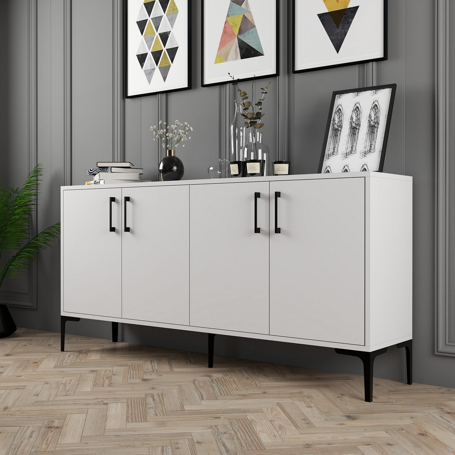 Consola, Hanah Home, pal melaminat, alb, 160x35x78 cm, 845HCT5328 — imaginea 5