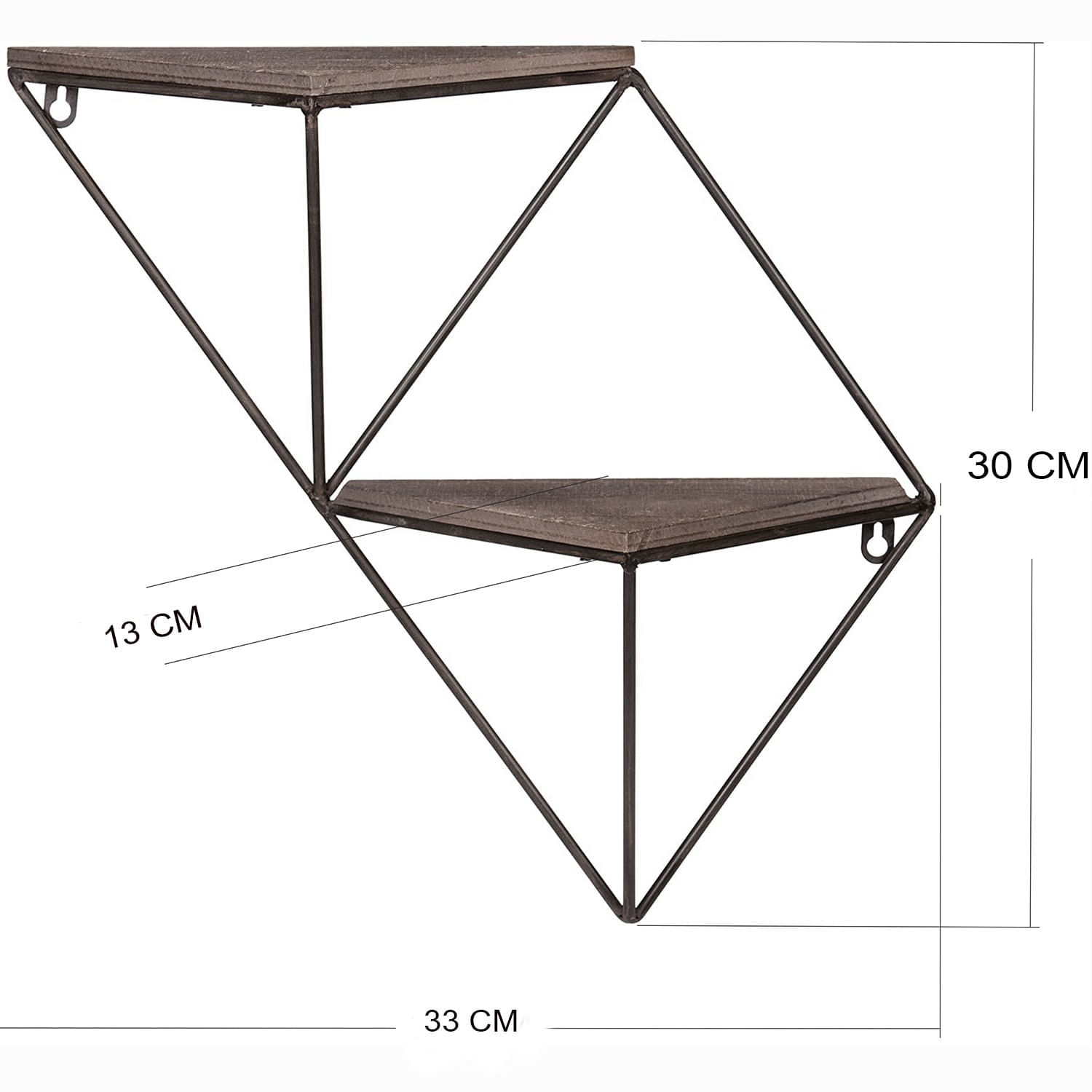 Raft de perete, Hanah Home, lemn molid, nuc si negru, 33x30x13 cm — imaginea 5
