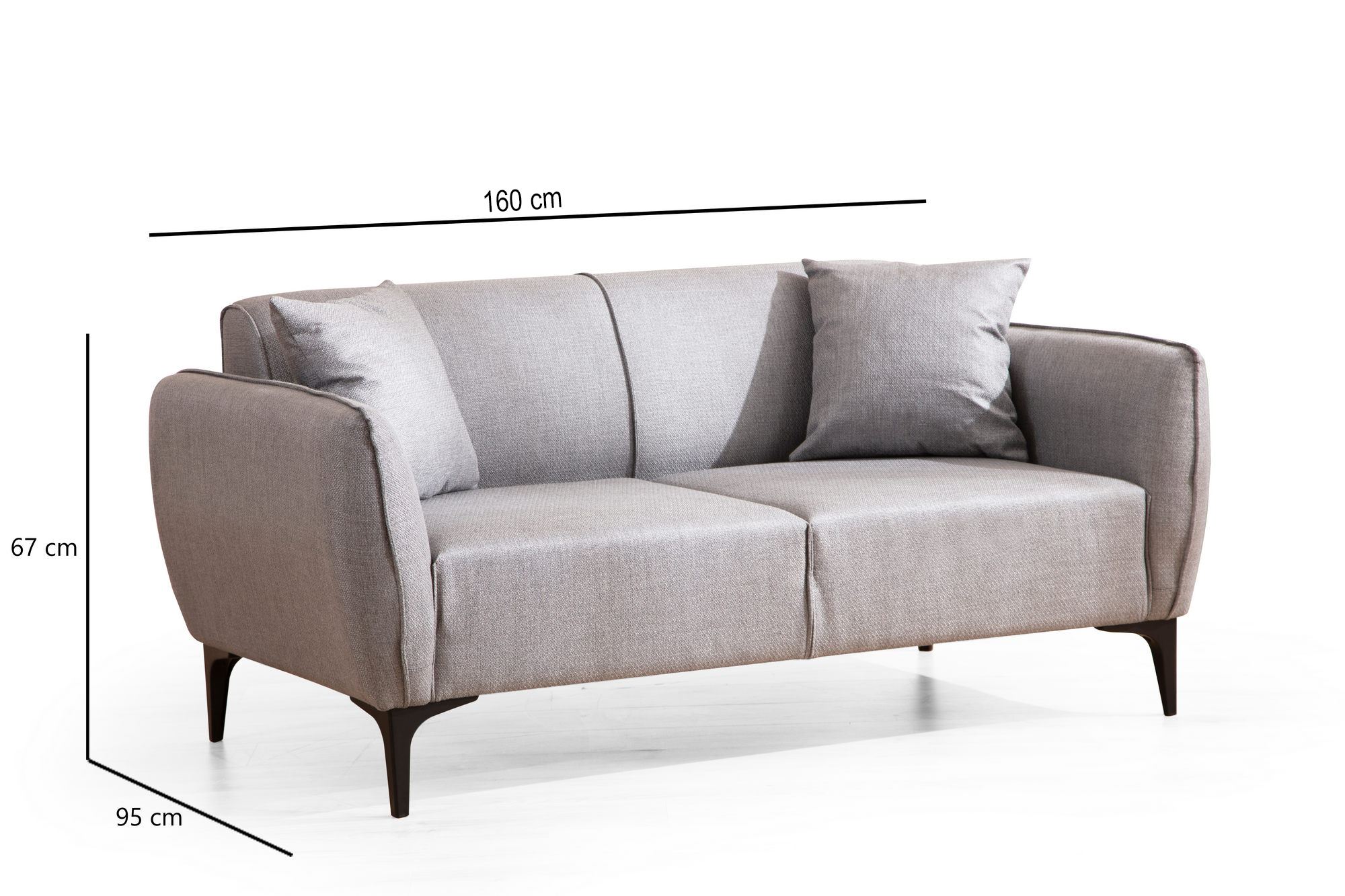 Canapea 2 locuri, Hanah Home, lemn fag si pal, gri, 160x67x95 cm — imaginea 5