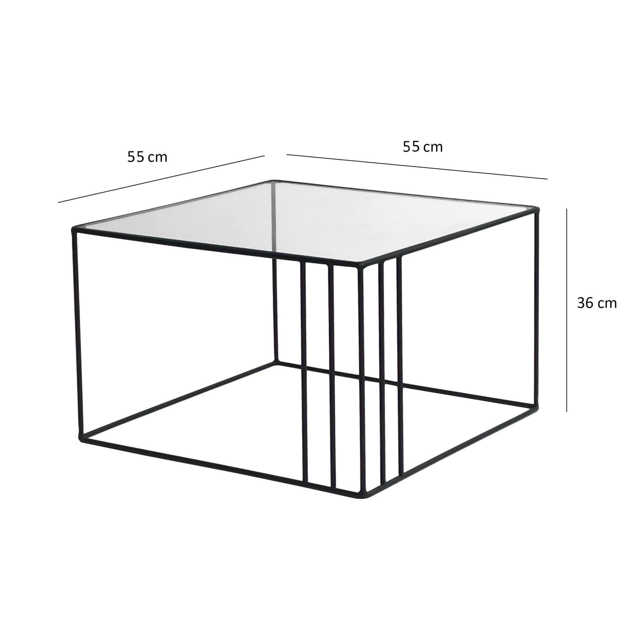 Masuta de cafea, Hanah Home, sticla securizata si metal, negru, 55x55x36 cm — imaginea 8