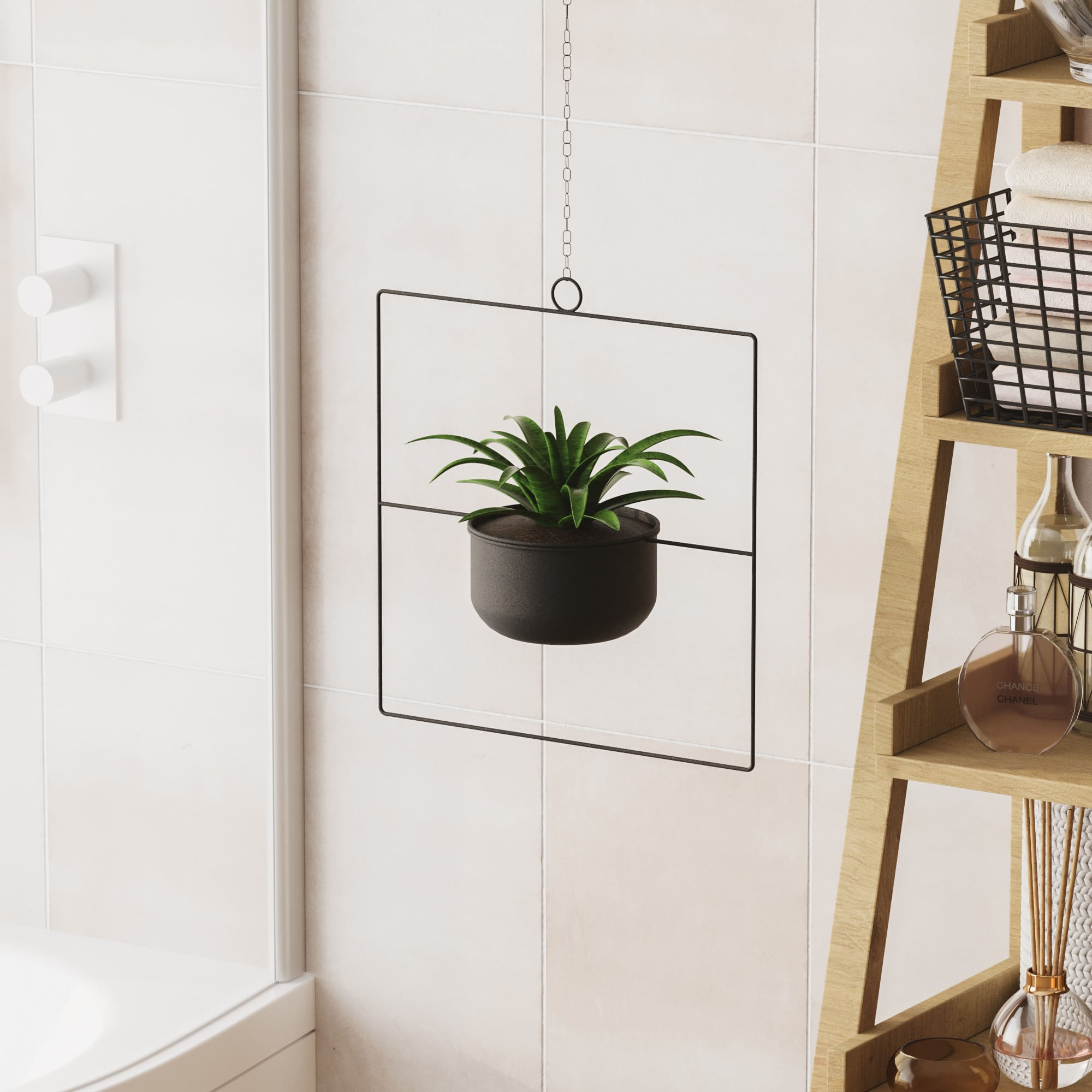Ghiveci suspendat, Aberto Design, metal, negru, 40x40x17 cm — imaginea 2