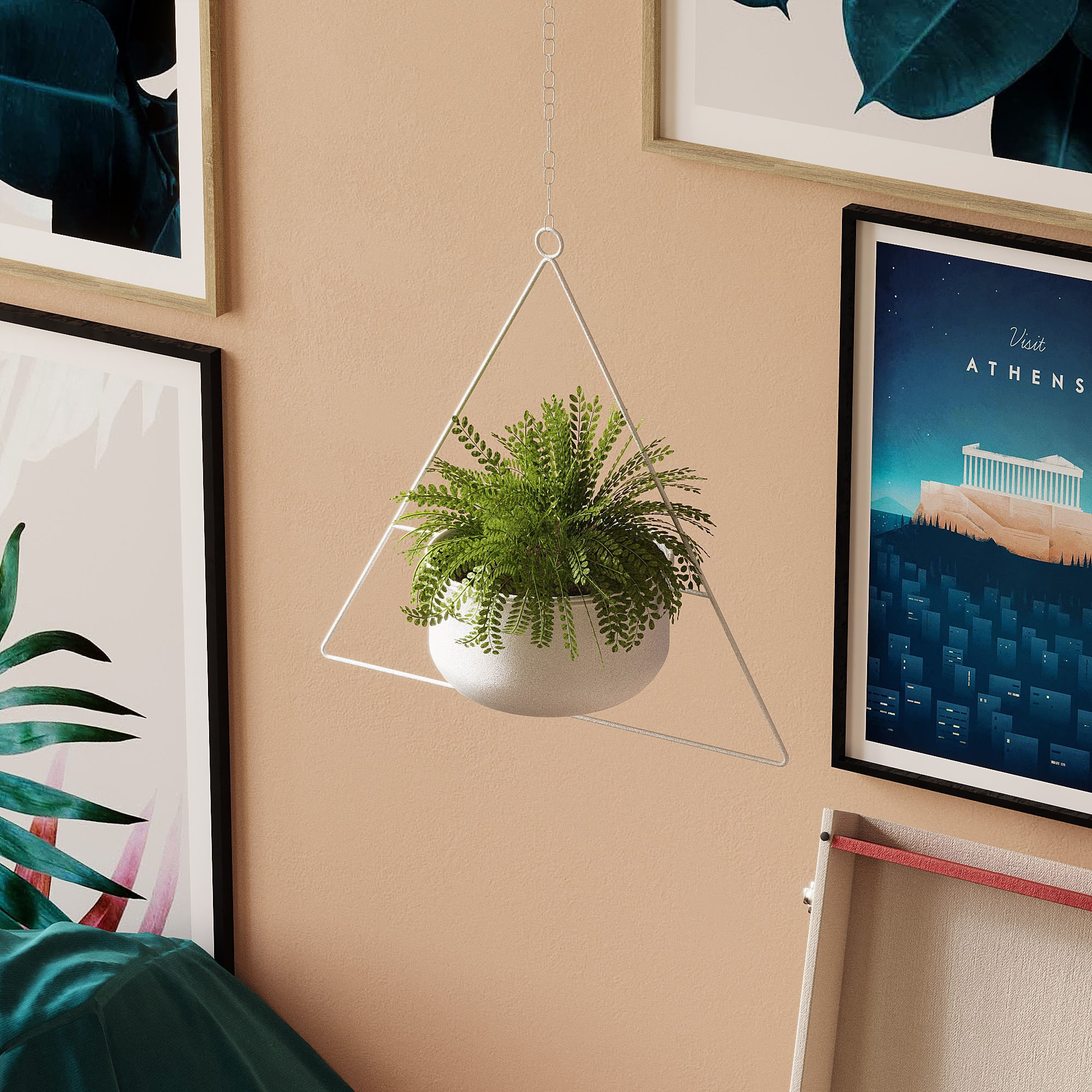 Ghiveci decorativ, Aberto Design, metal, alb, 35x17x40 cm — imaginea 2