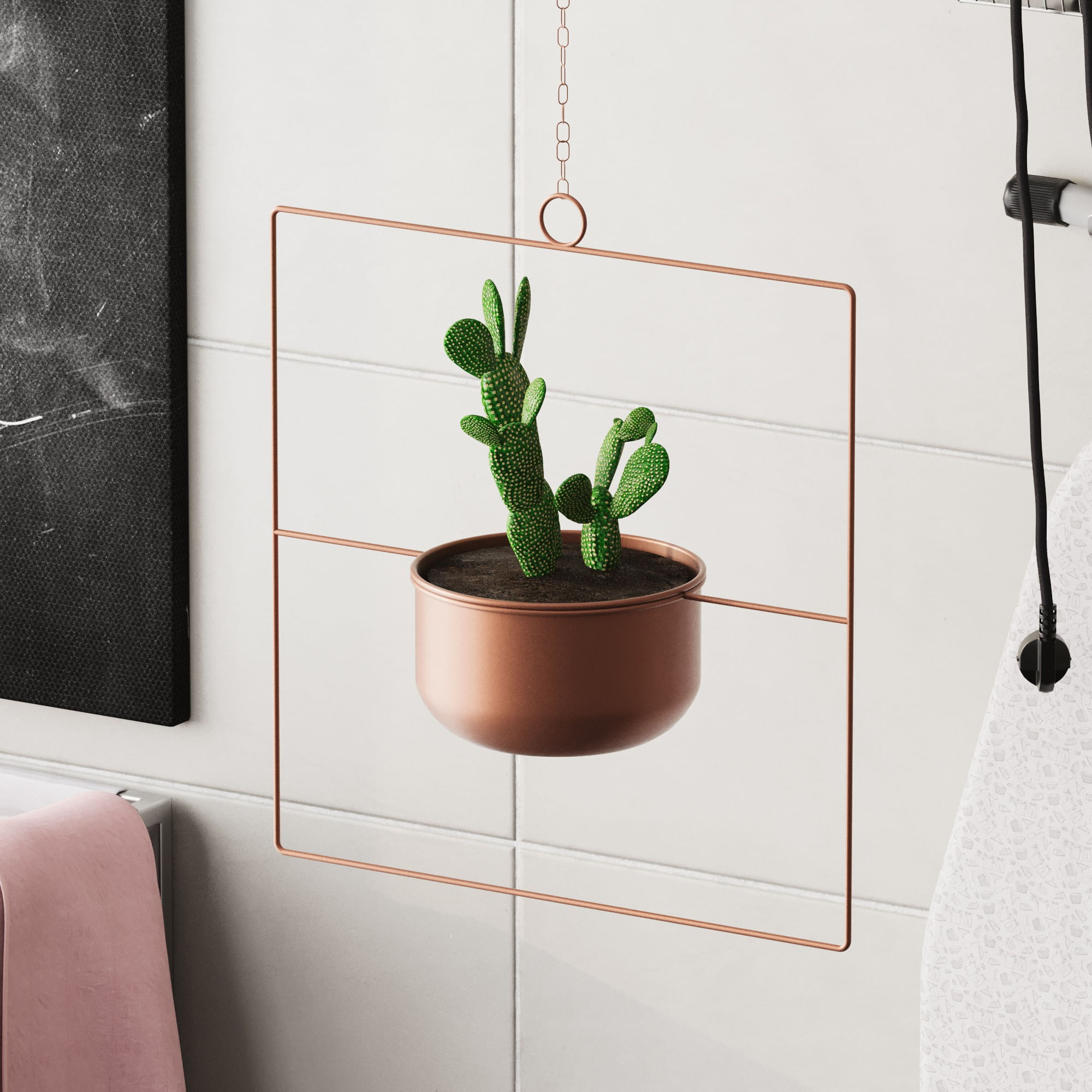 Ghiveci decorativ suspendat, Aberto Design, metal, cupru, 40x40x17 cm — imaginea 2