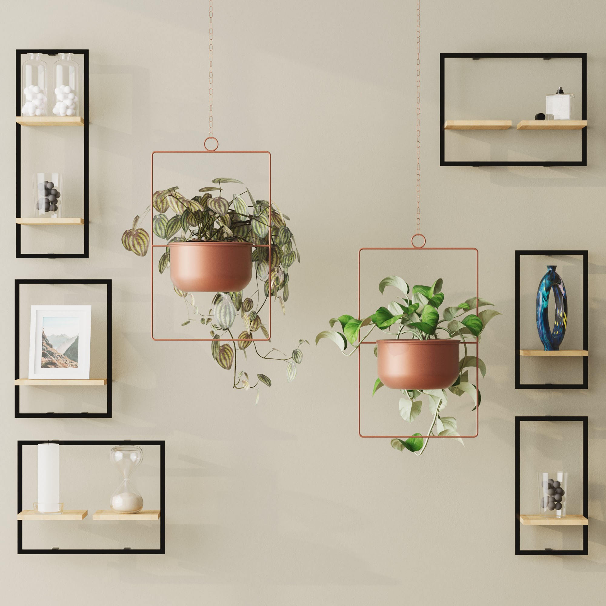Ghiveci decorativ suspendat, Aberto Design, metal, cupru, 25x17x40 cm — imaginea 4