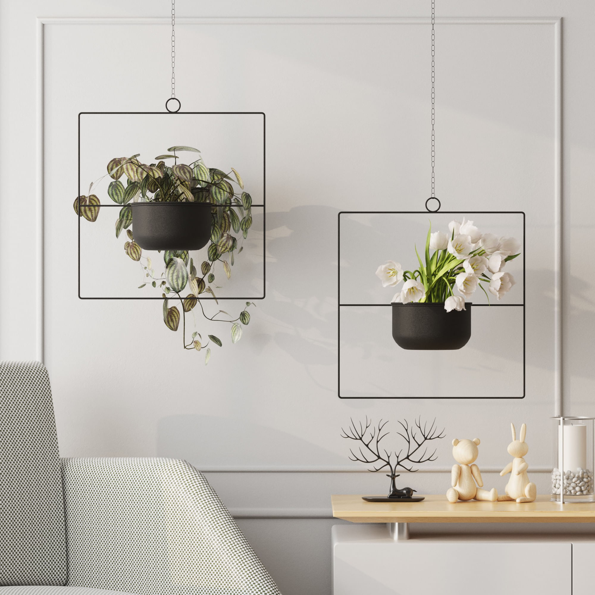 Ghiveci suspendat, Aberto Design, metal, negru, 40x40x17 cm — imaginea 4