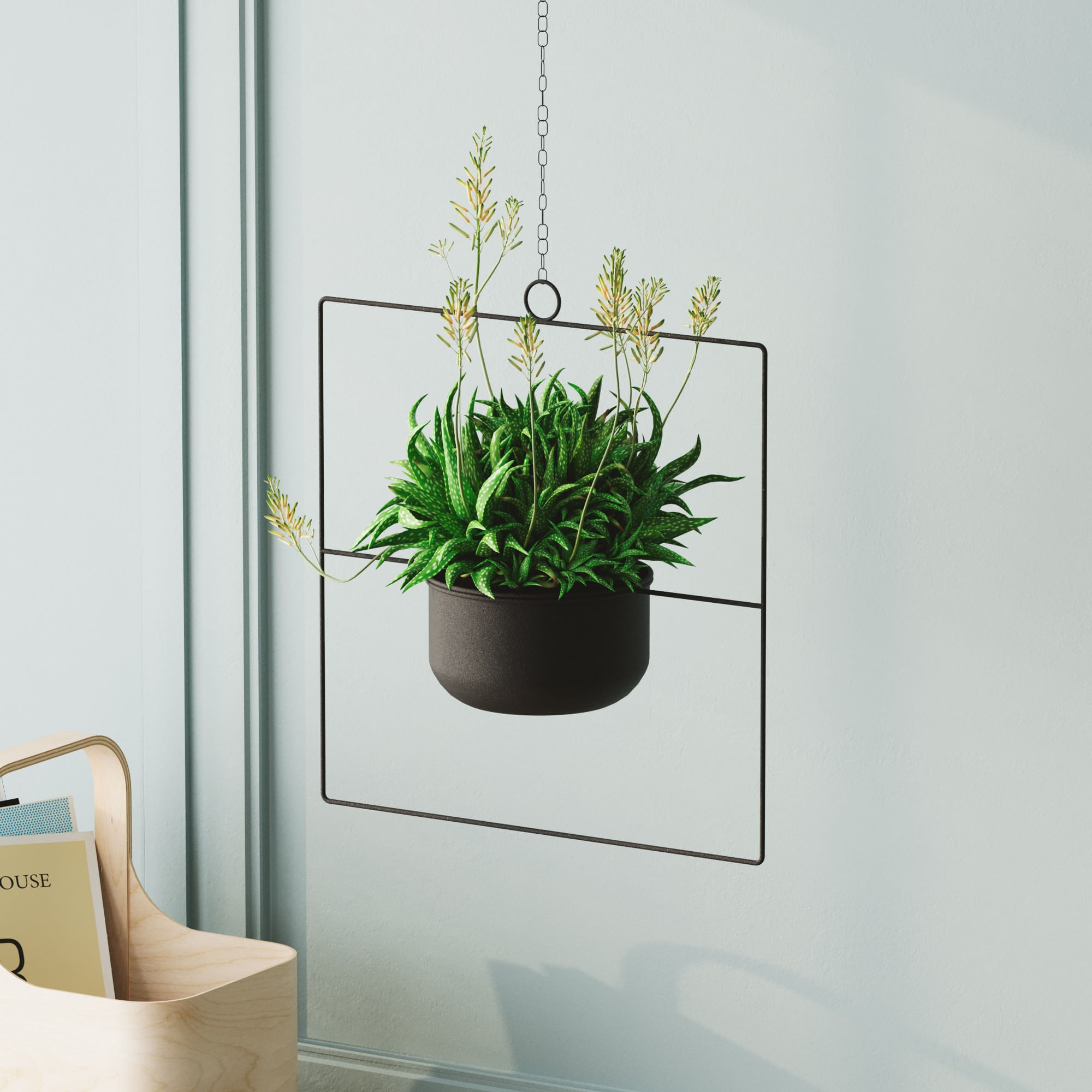 Ghiveci suspendat, Aberto Design, metal, negru, 40x40x17 cm — imaginea 5
