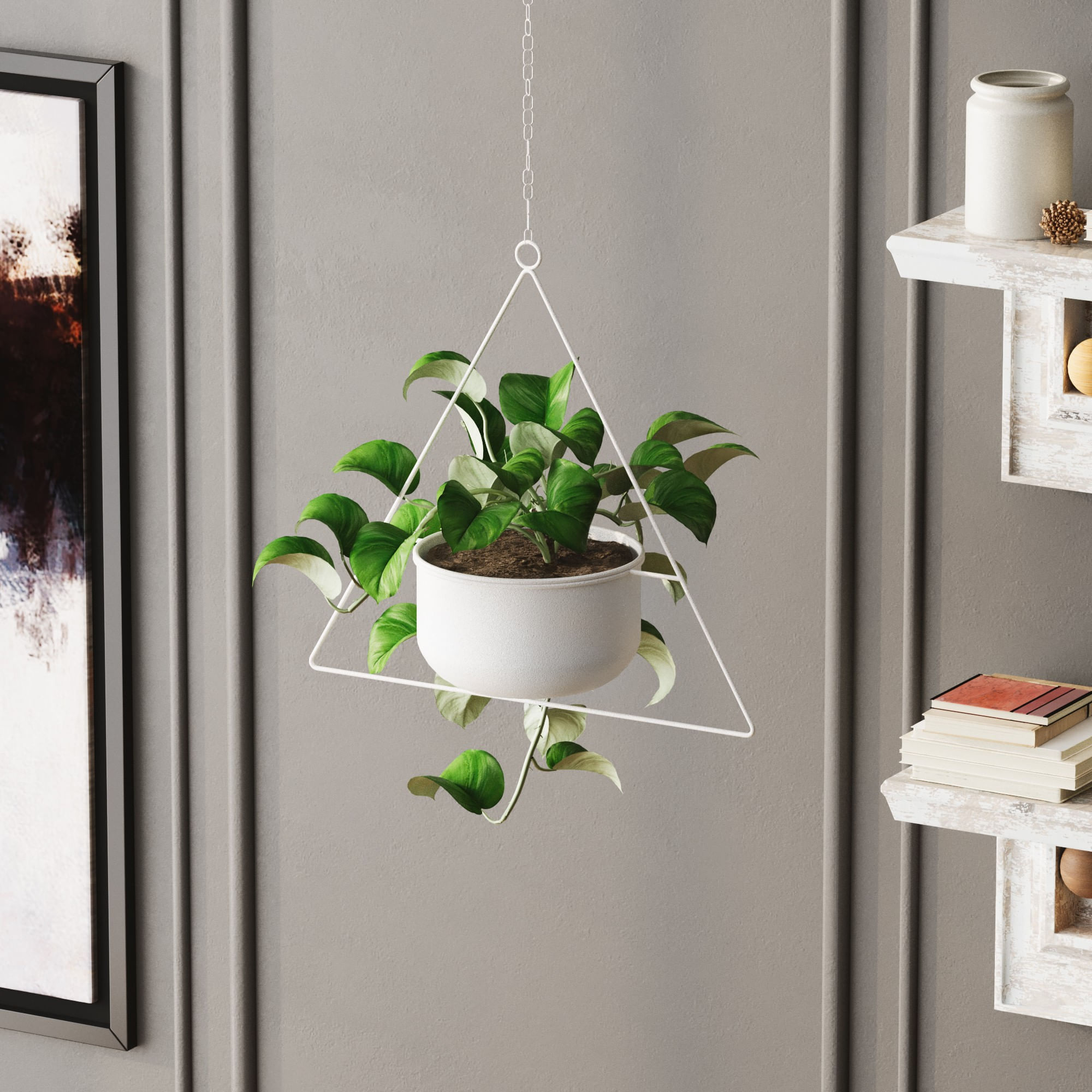 Ghiveci decorativ, Aberto Design, metal, alb, 35x17x40 cm — imaginea 5