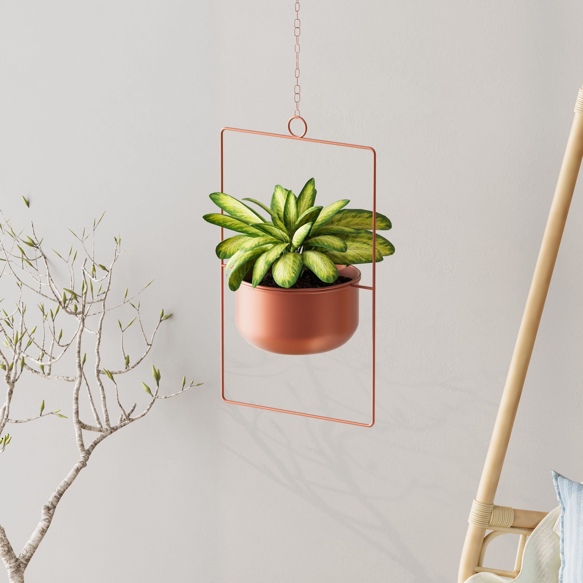 Ghiveci decorativ suspendat, Aberto Design, metal, cupru, 25x17x40 cm — imaginea 5