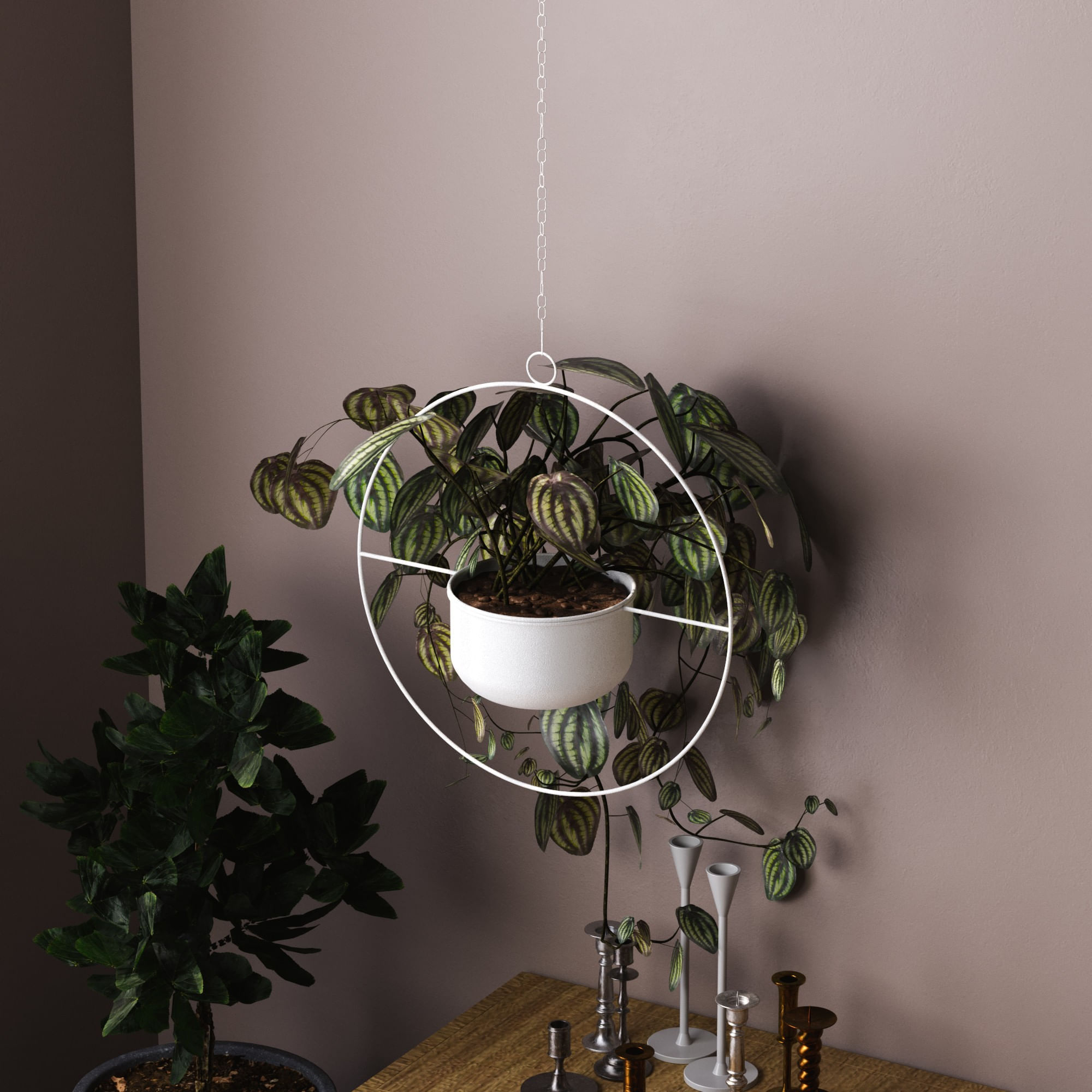 Ghiveci decorativ, Aberto Design, metal, alb, 40x40x17 cm — imaginea 5