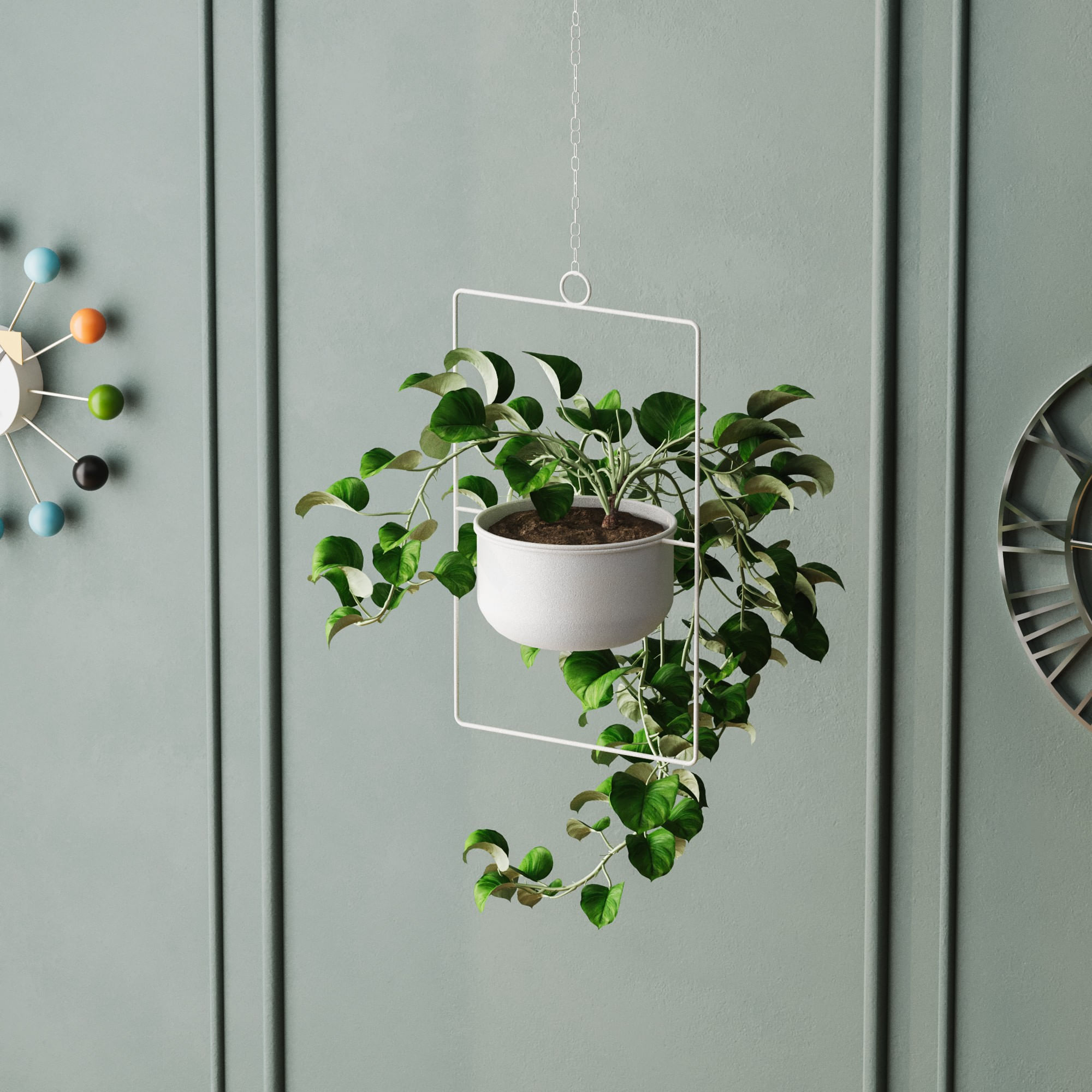 Ghiveci decorativ suspendat, Aberto Design, metal, alb, 25x17x40 cm — imaginea 2