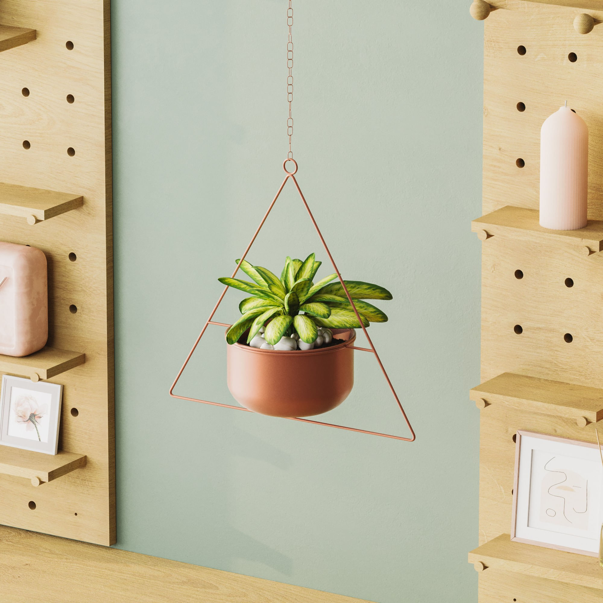 Ghiveci decorativ, Aberto Design, metal, cupru, 35x17x40 cm — imaginea 2