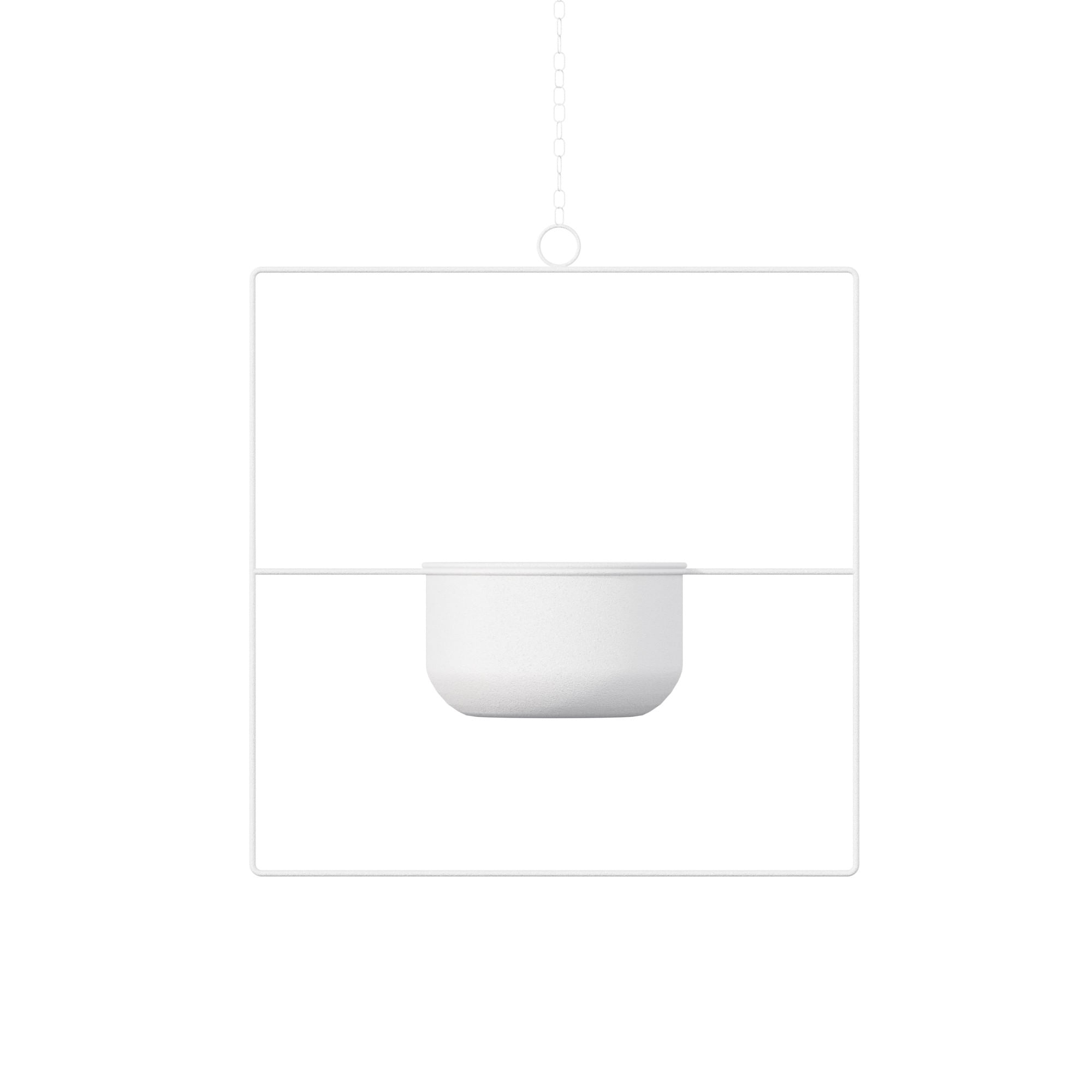Ghiveci suspendat decorativ, Aberto Design, metal, alb, 40x40x17 cm