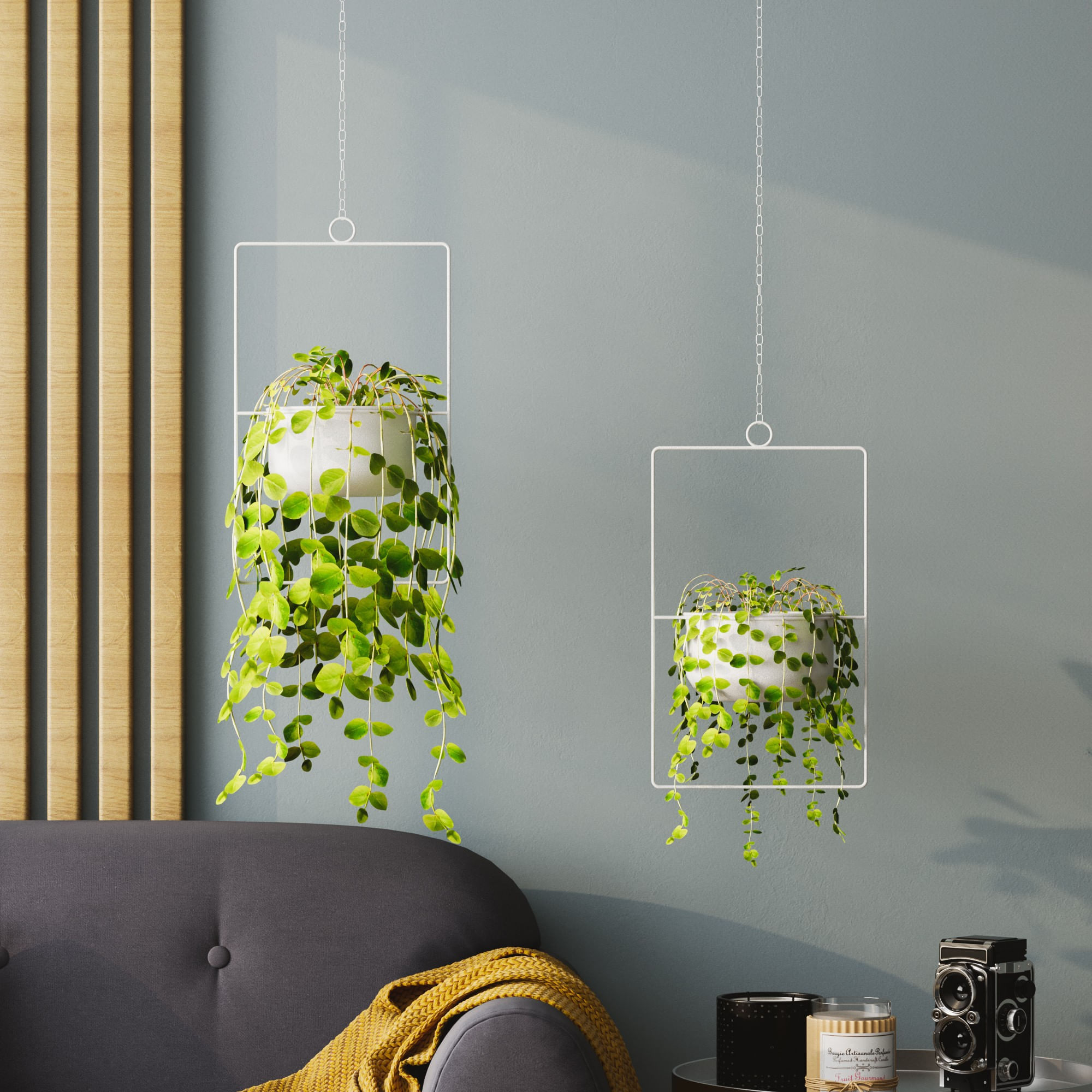 Ghiveci decorativ suspendat, Aberto Design, metal, alb, 25x17x40 cm — imaginea 4