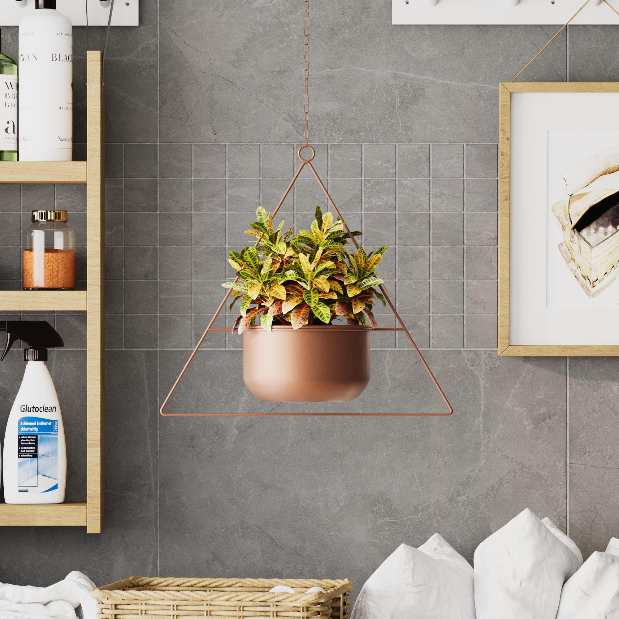 Ghiveci decorativ, Aberto Design, metal, cupru, 35x17x40 cm — imaginea 3