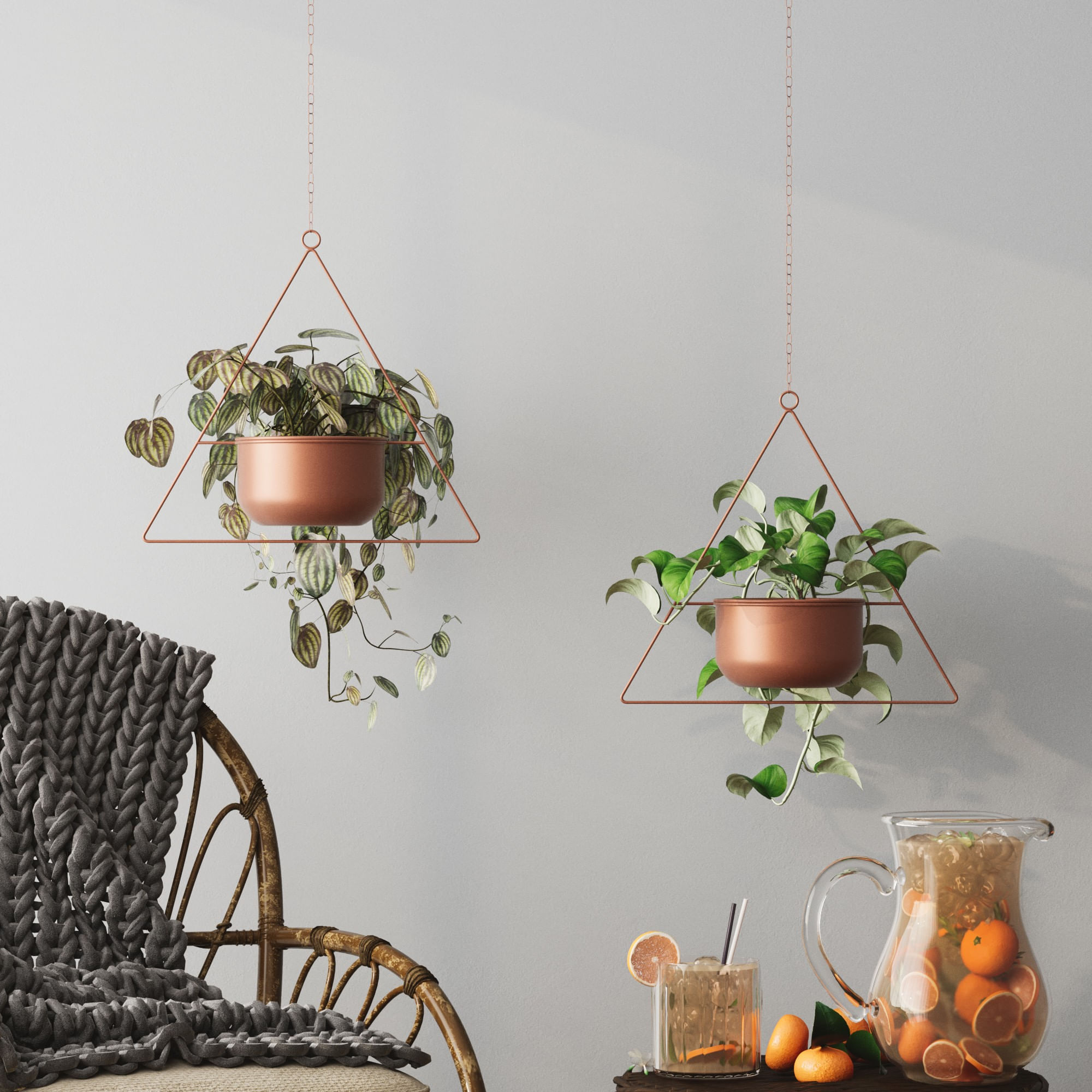 Ghiveci decorativ, Aberto Design, metal, cupru, 35x17x40 cm — imaginea 4