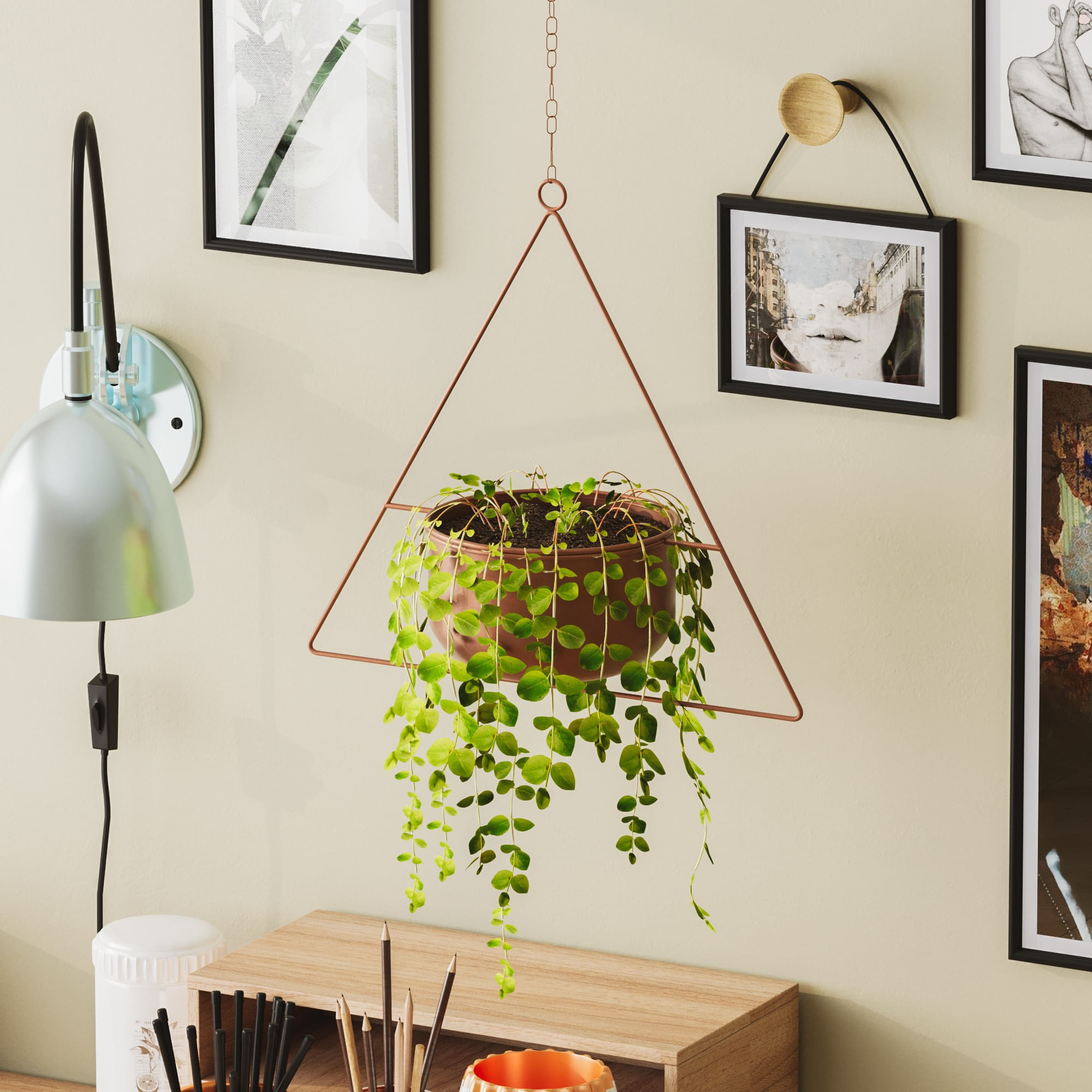 Ghiveci decorativ, Aberto Design, metal, cupru, 35x17x40 cm — imaginea 5