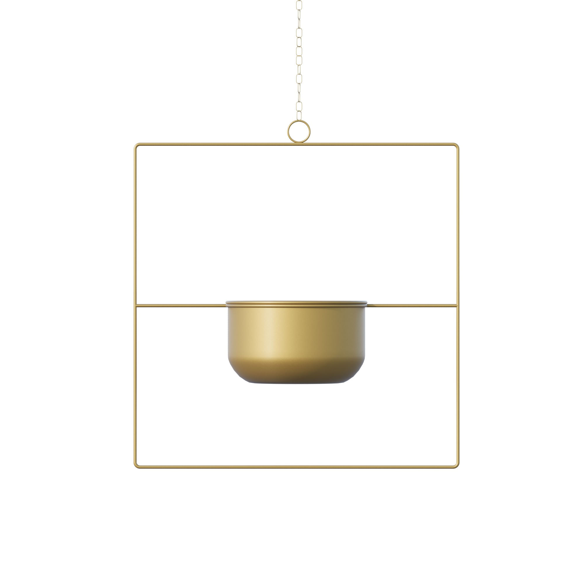 Ghiveci decorativ suspendat, Aberto Design, metal, auriu, 40x40x17 cm, 247HFM1210