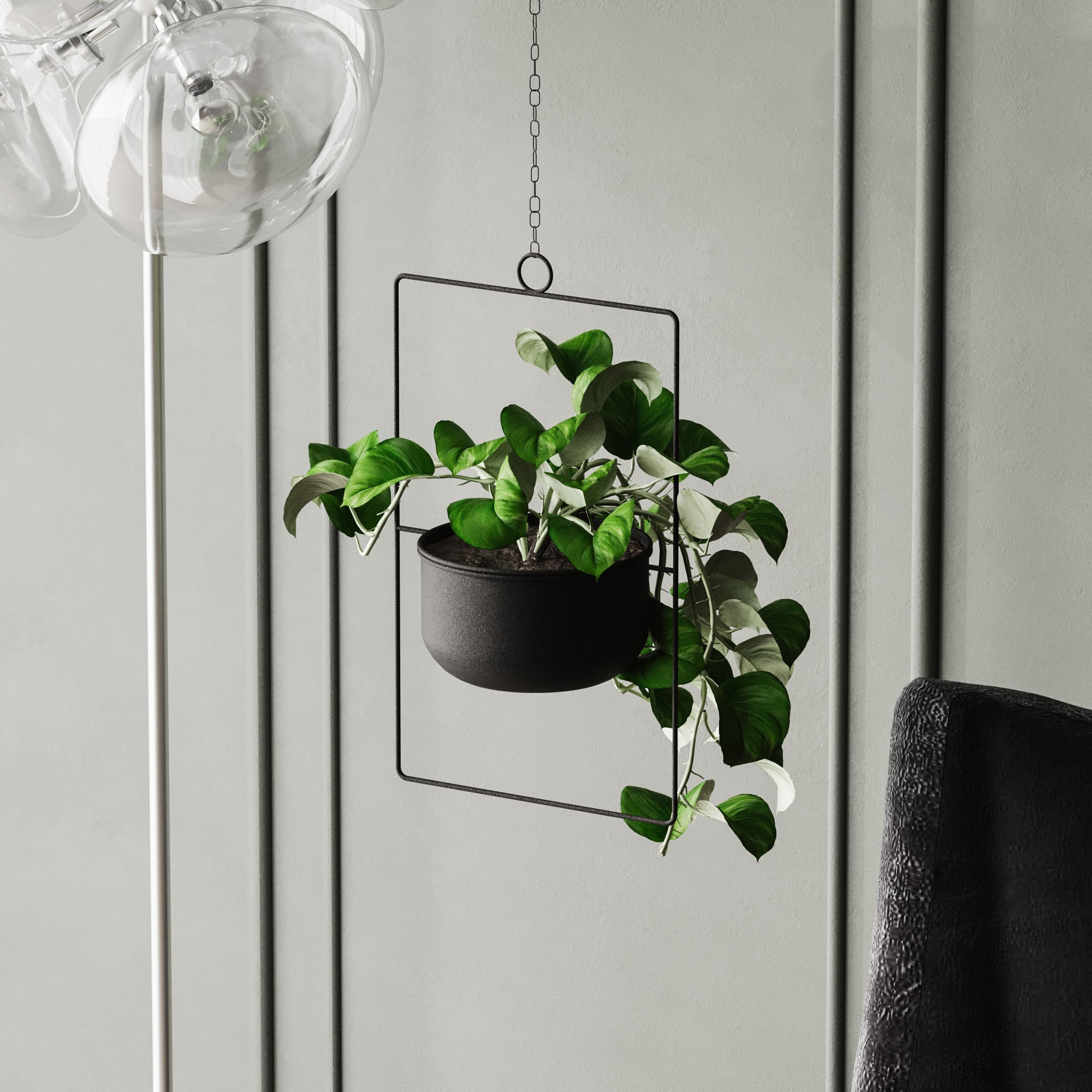 Ghiveci decorativ, Aberto Design, metal, negru, 25x17x40 cm — imaginea 2