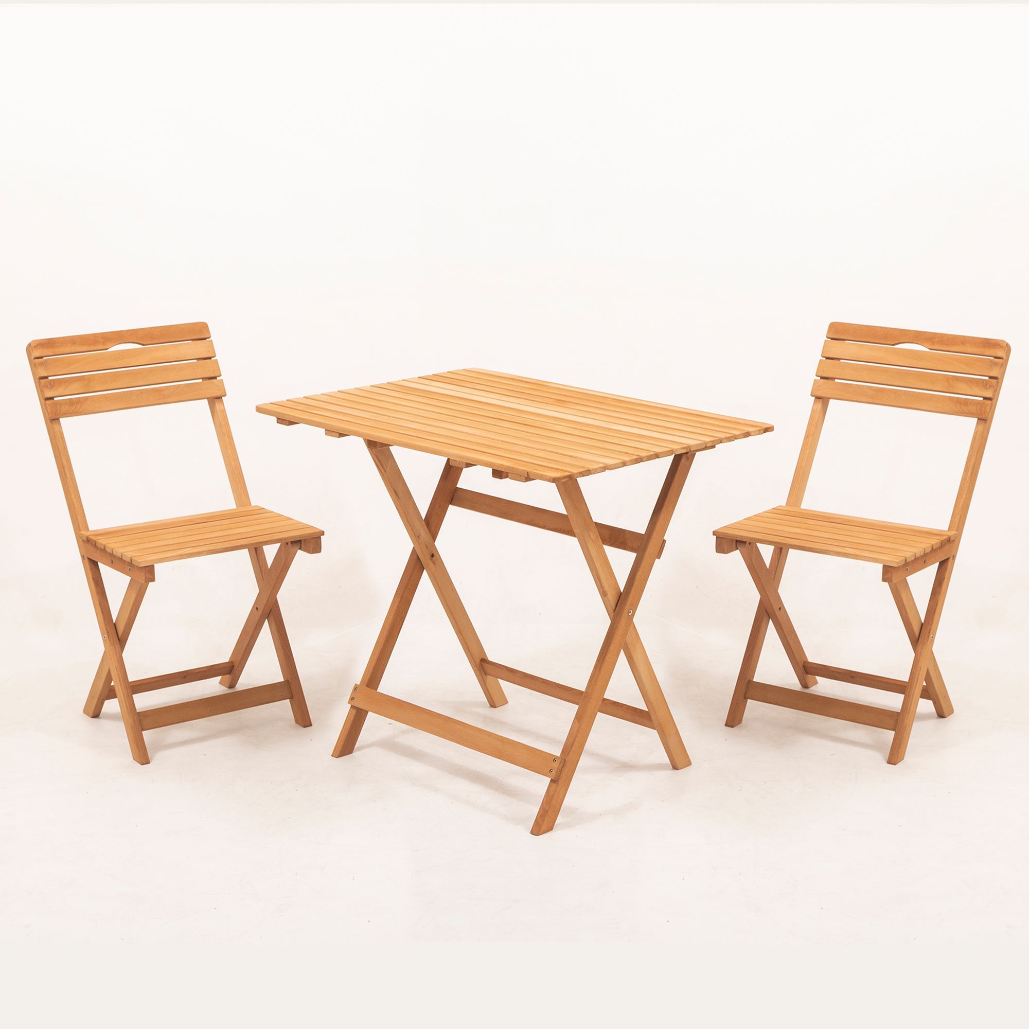 Set mobilier de gradina, Hanah Home, lemn de fag, maro, masa 80x60x72 cm, 2 scaune 40x30x81 cm — imaginea 3