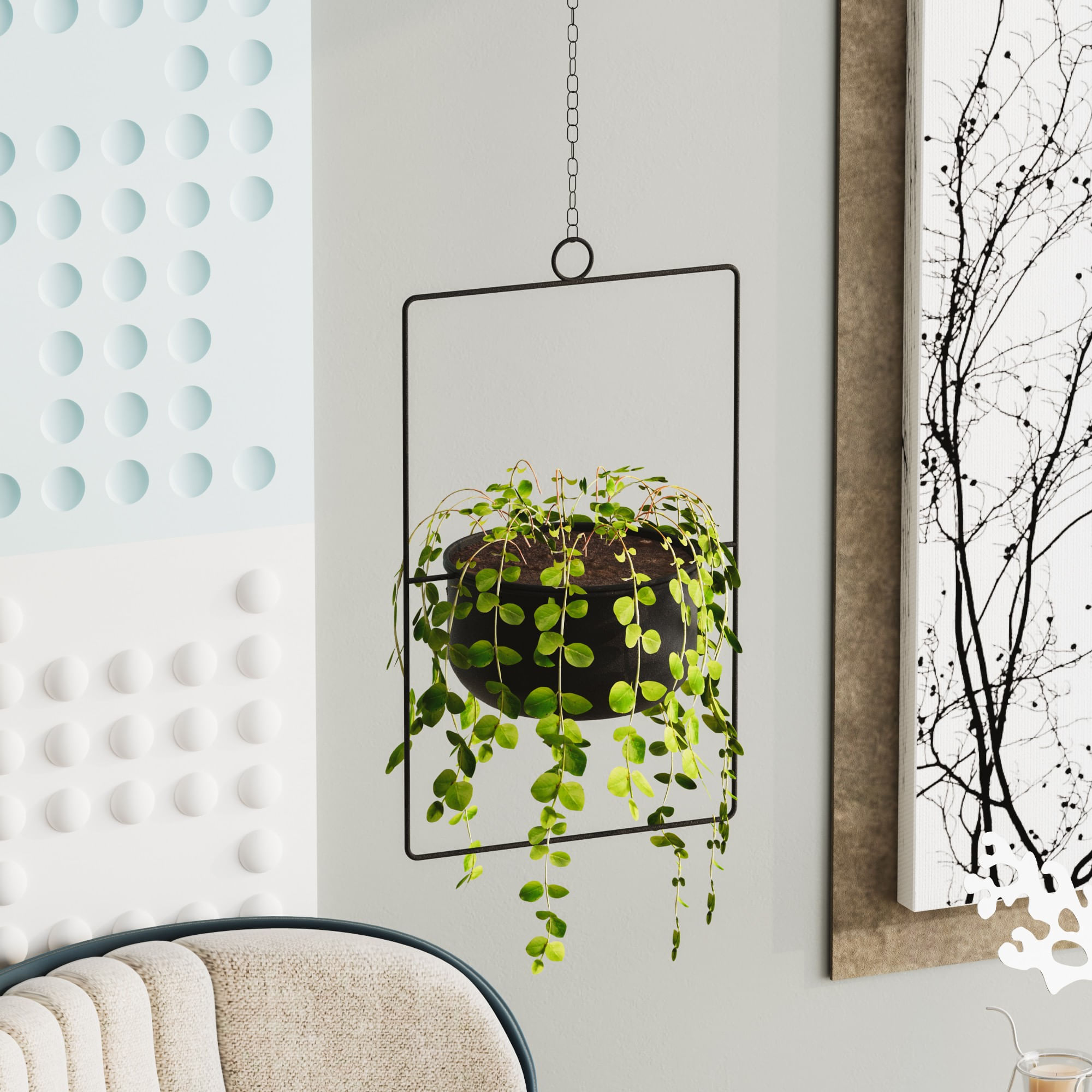 Ghiveci decorativ, Aberto Design, metal, negru, 25x17x40 cm — imaginea 3
