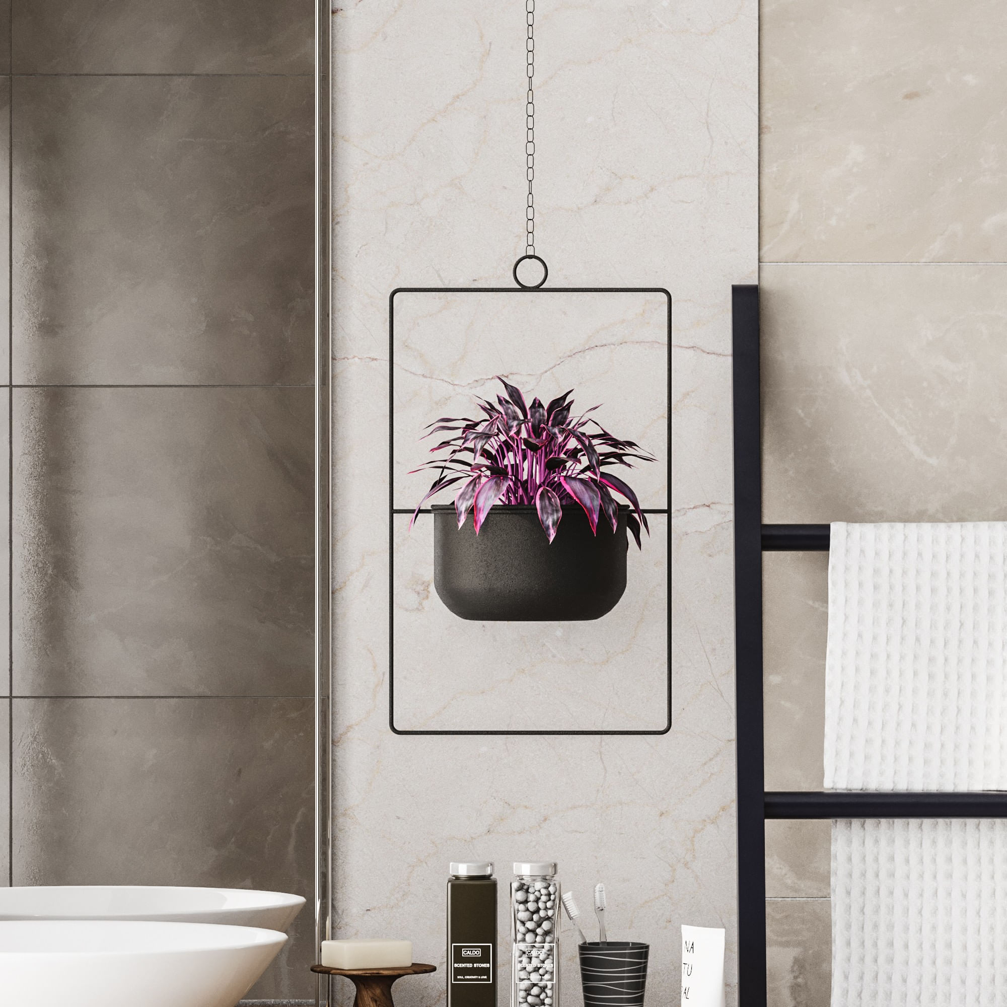 Ghiveci decorativ, Aberto Design, metal, negru, 25x17x40 cm — imaginea 5