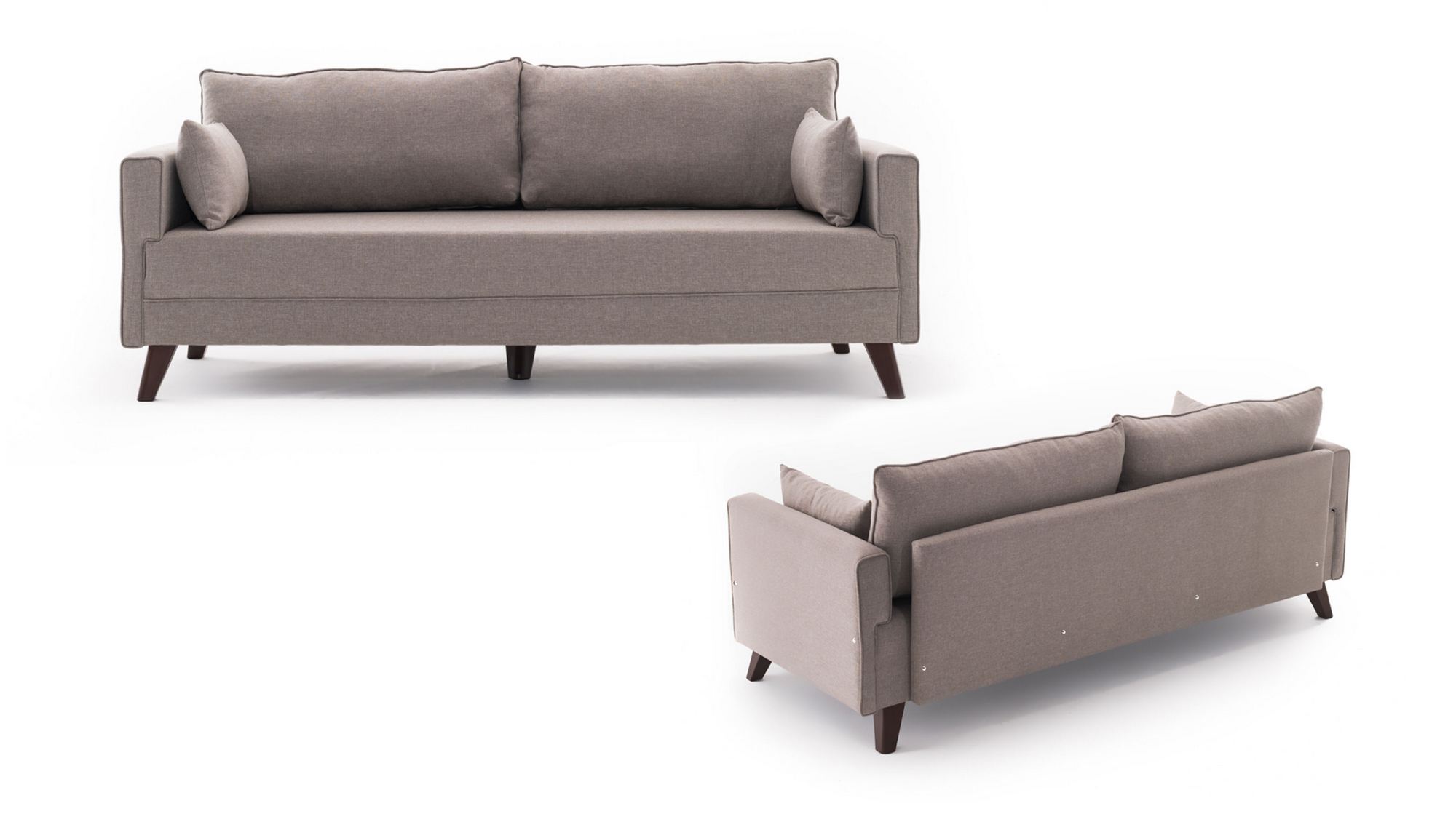 Canapea extensibila, Hanah Home, 3 locuri, crem, lemn si mdf, 208x85x81 cm