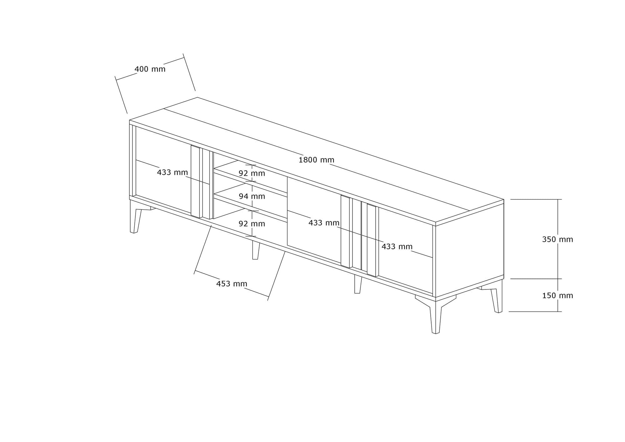 Comoda tv, Hanah Home, pal melaminat, atlantic antracit, 180x50x40 cm — imaginea 5