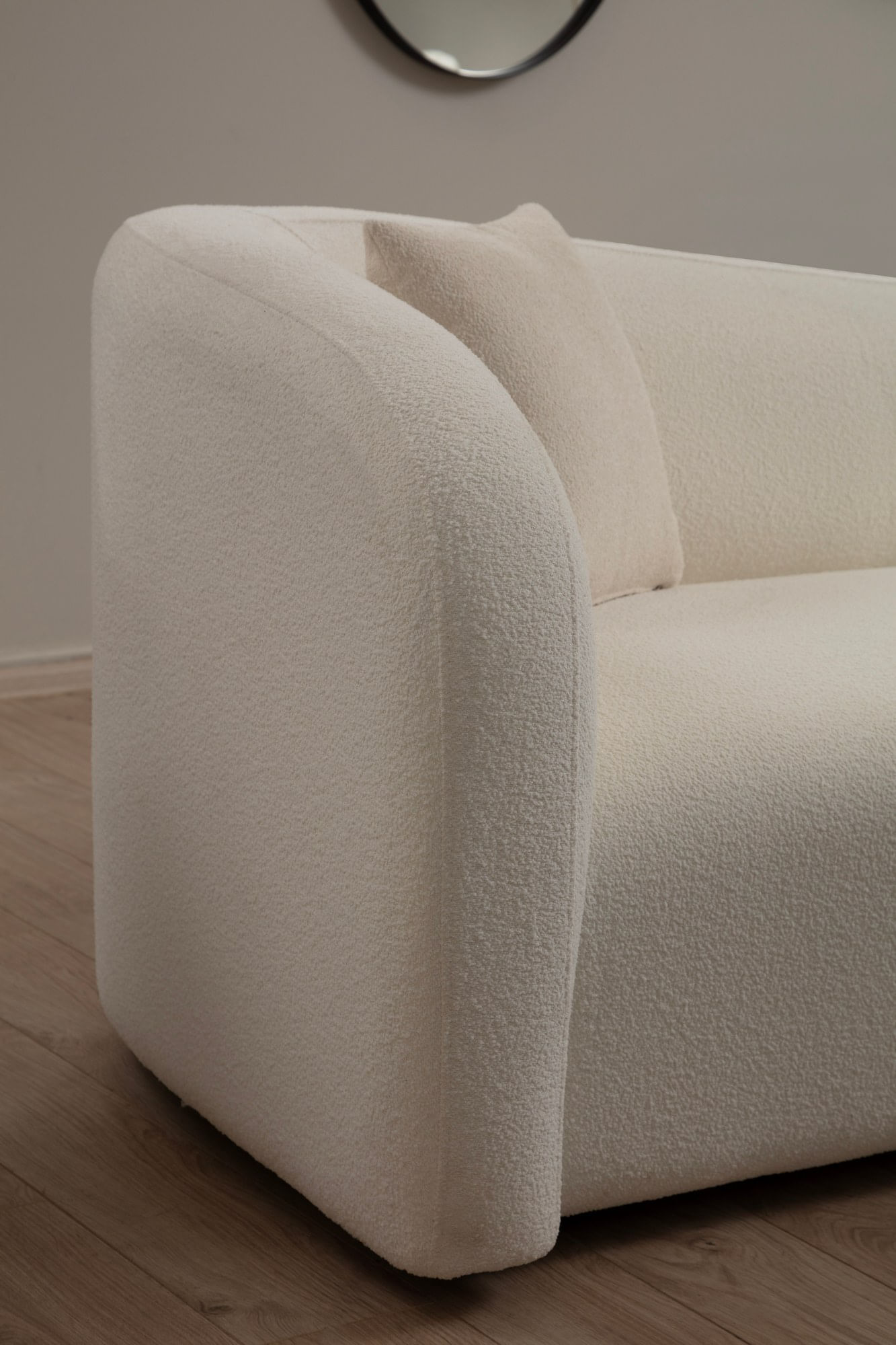 Canapea 3 locuri, Hanah Home, lemn fag si pal, crem, 225x76x75 cm — imaginea 4