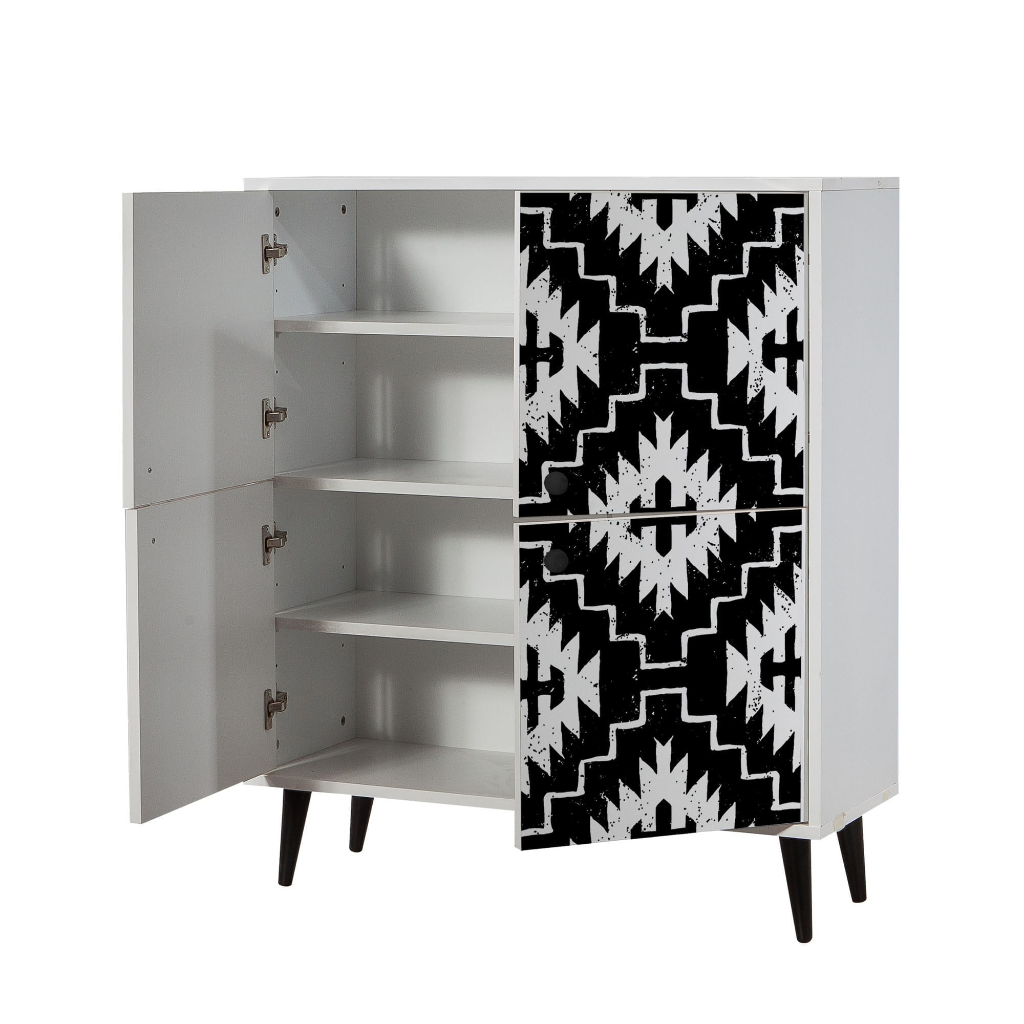 Dulap multifunctional, Hanah Home, pal melaminat, alb negru, 95x36x111 cm, 869VEL3989 — imaginea 5