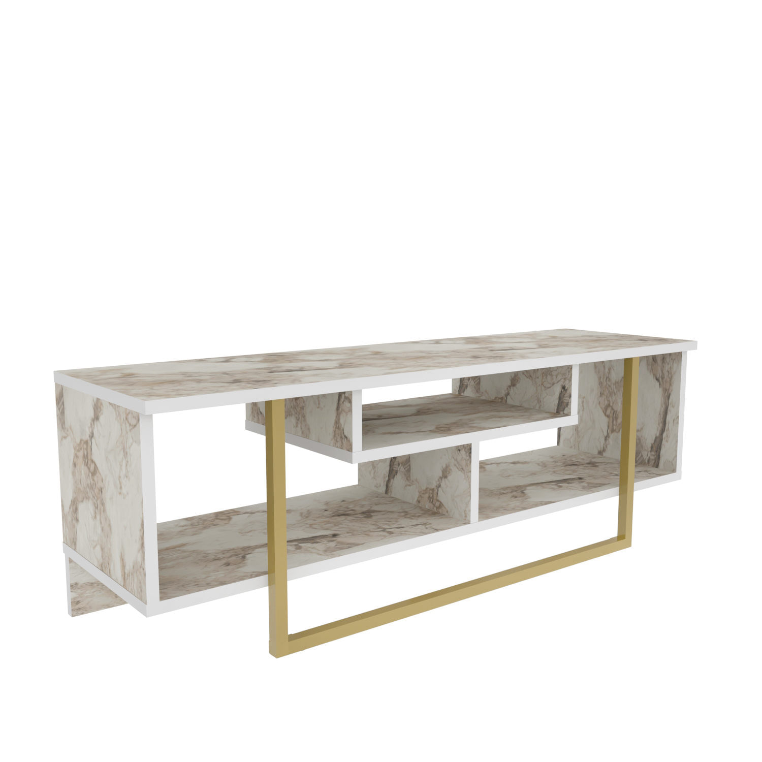 Comoda tv, Hanah Home, pal melaminat, alb auriu, 120x35.2x40.2 cm — imaginea 6