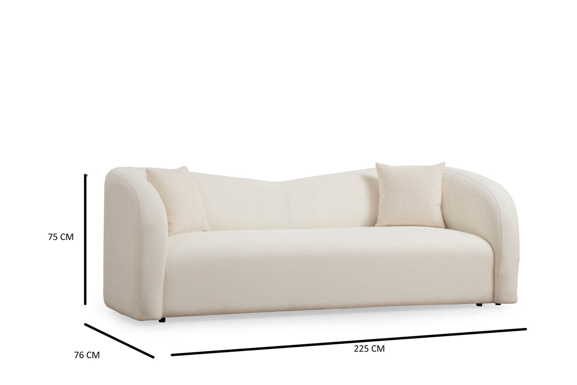 Canapea 3 locuri, Hanah Home, lemn fag si pal, crem, 225x76x75 cm — imaginea 6