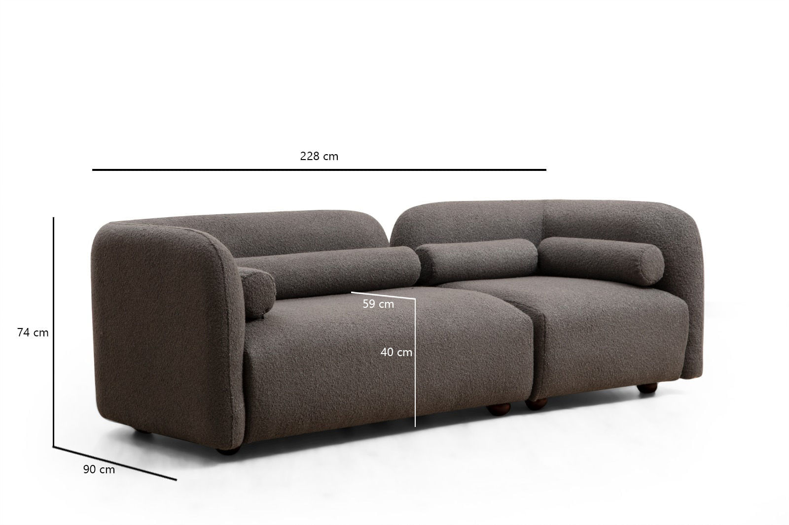 Canapea 3 locuri, Hanah Home, poliester, gri, 228x74x90 cm — imaginea 5