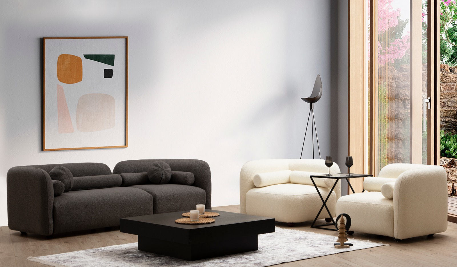 Canapea 3 locuri, Hanah Home, poliester, gri, 228x74x90 cm — imaginea 9