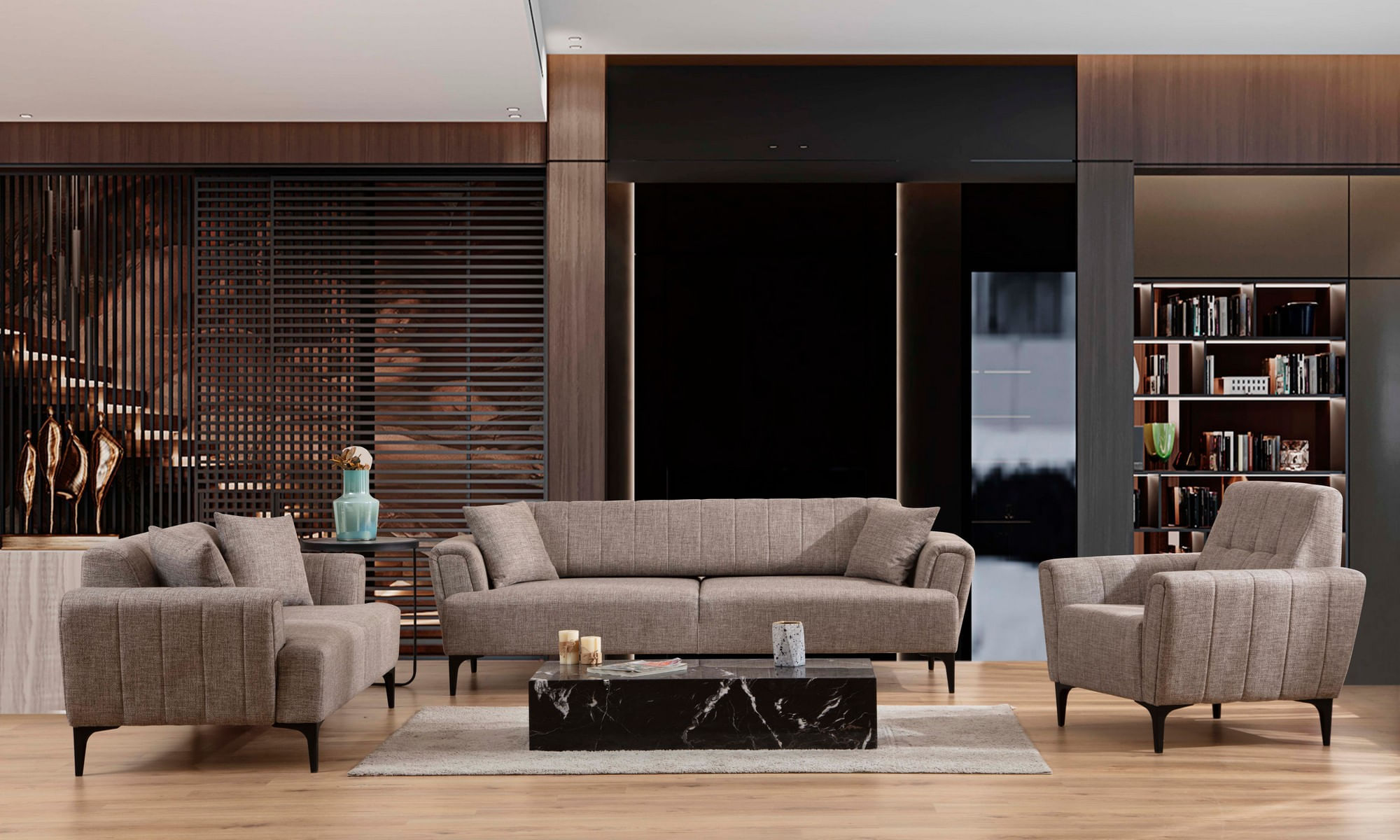Canapea 2 locuri, Atelier Del Sofa, lemn fag si pal, maro deschis, 180x95x77 cm — imaginea 2