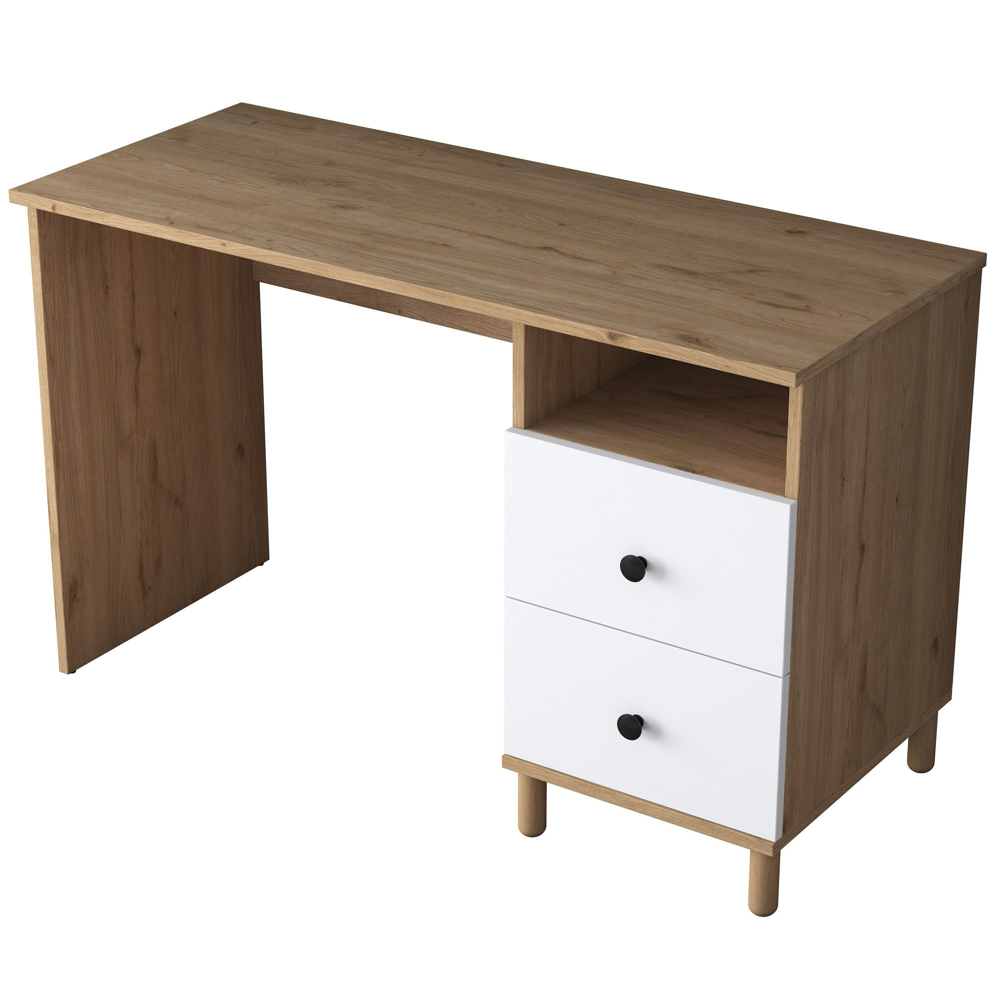 Birou, Hanah Home, pal melaminat, nuc alb, 120x50x73.8 cm — imaginea 7