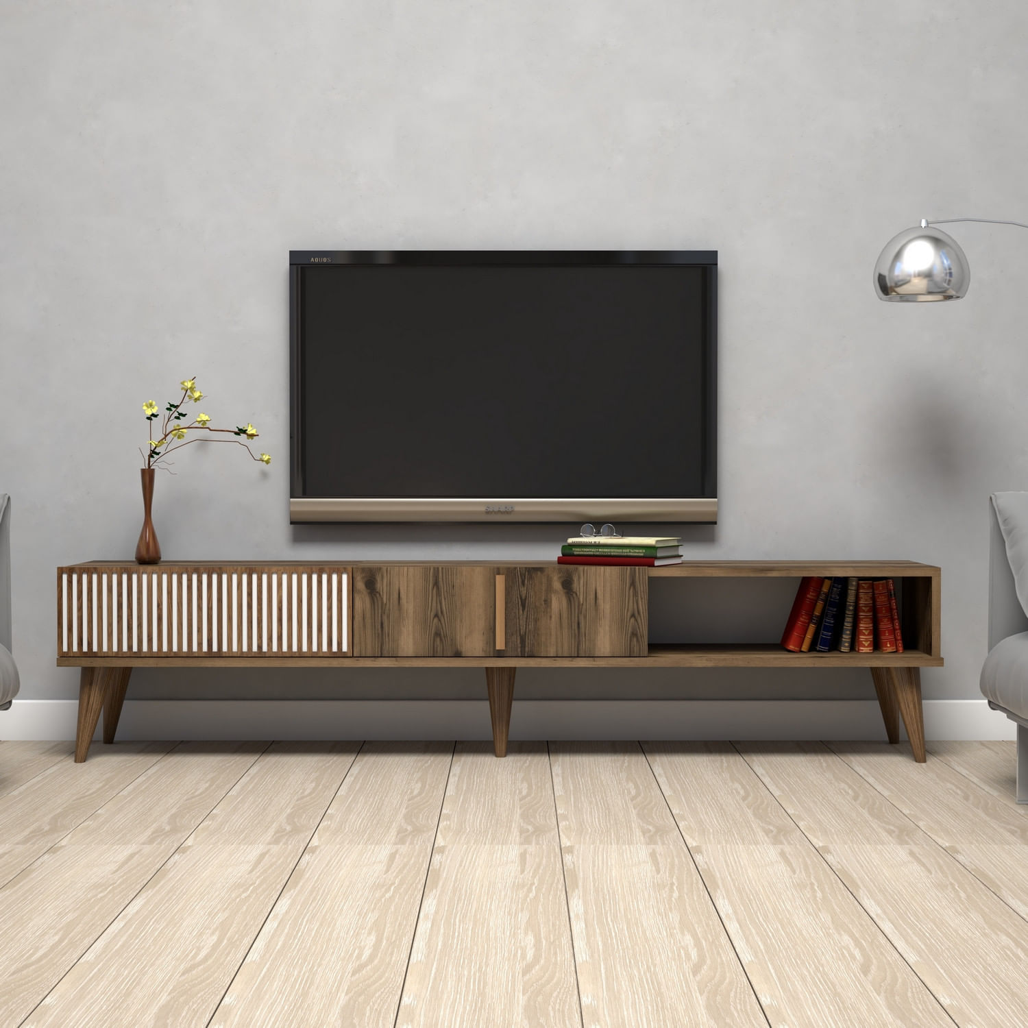 Comoda tv, Hanah Home, pal melaminat, nuc, 180x40x35 cm, 845HCT3092 — imaginea 2